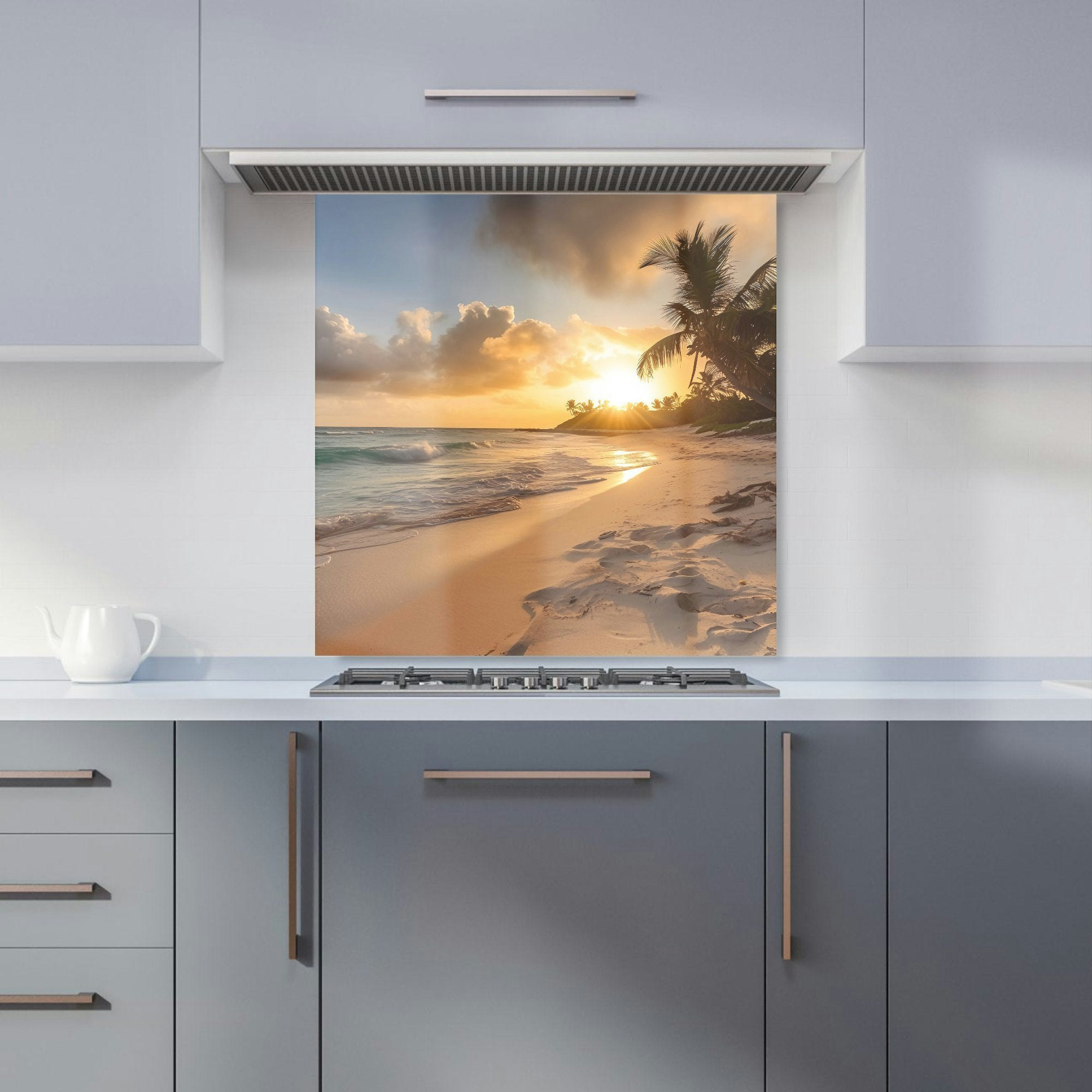 Warren Reed Light/Golden - Designer Sunrise In Paradise Kitchen Splashback - W600mm X H600mm
