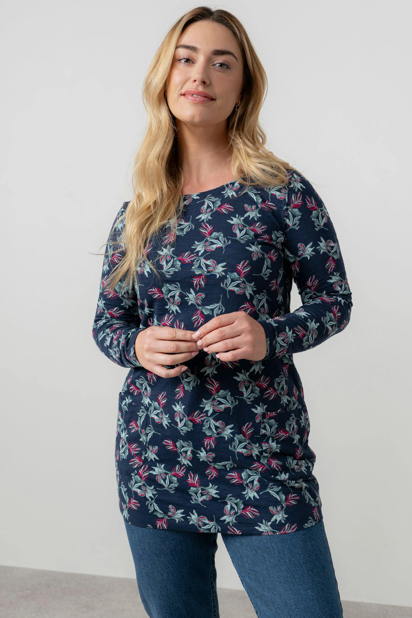 Lily & Me High Tea Organic Cotton Jersey Tunic Navy - 10 - Navy