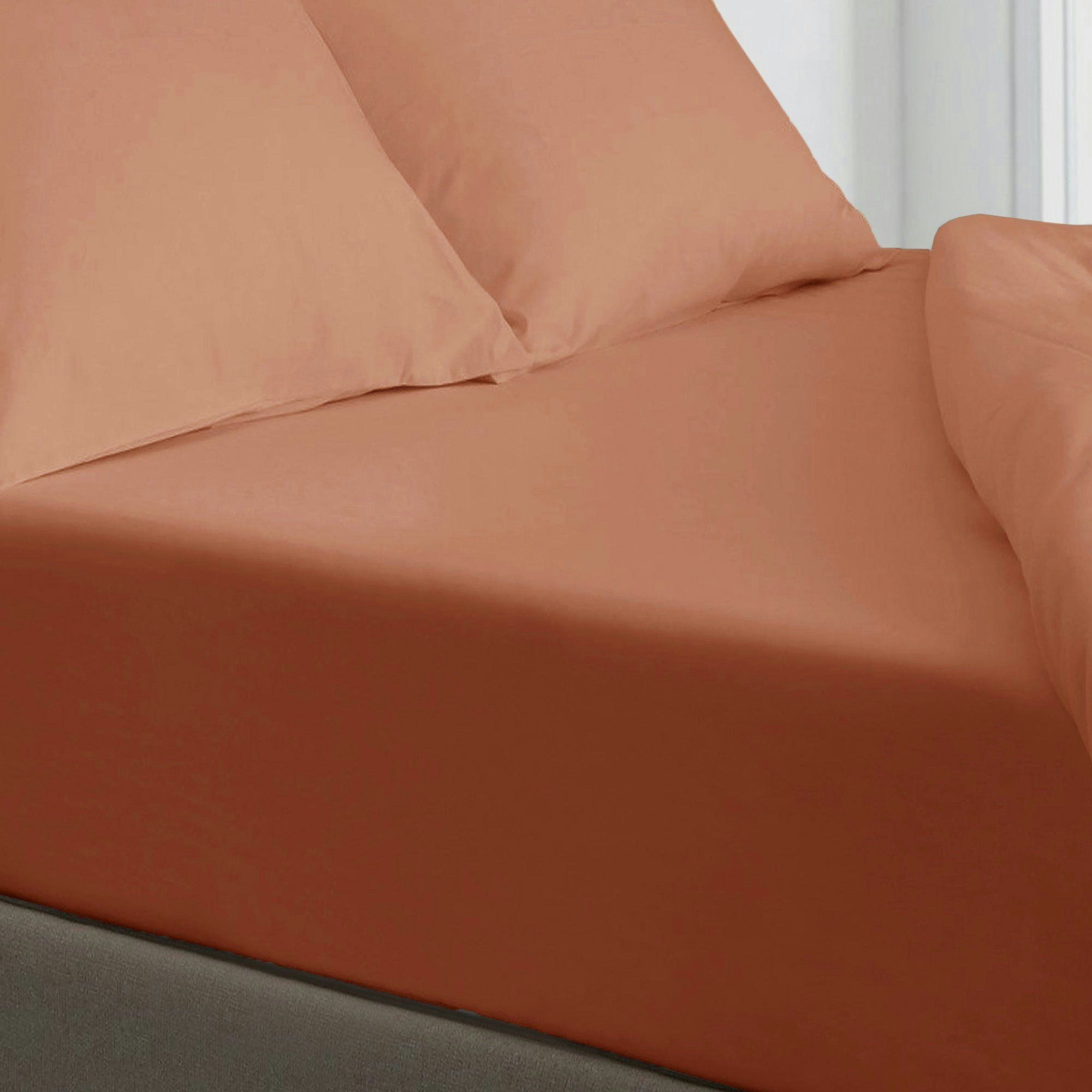 Rackhams Orange Microfibre Easy Care Fitted Sheet - Super King