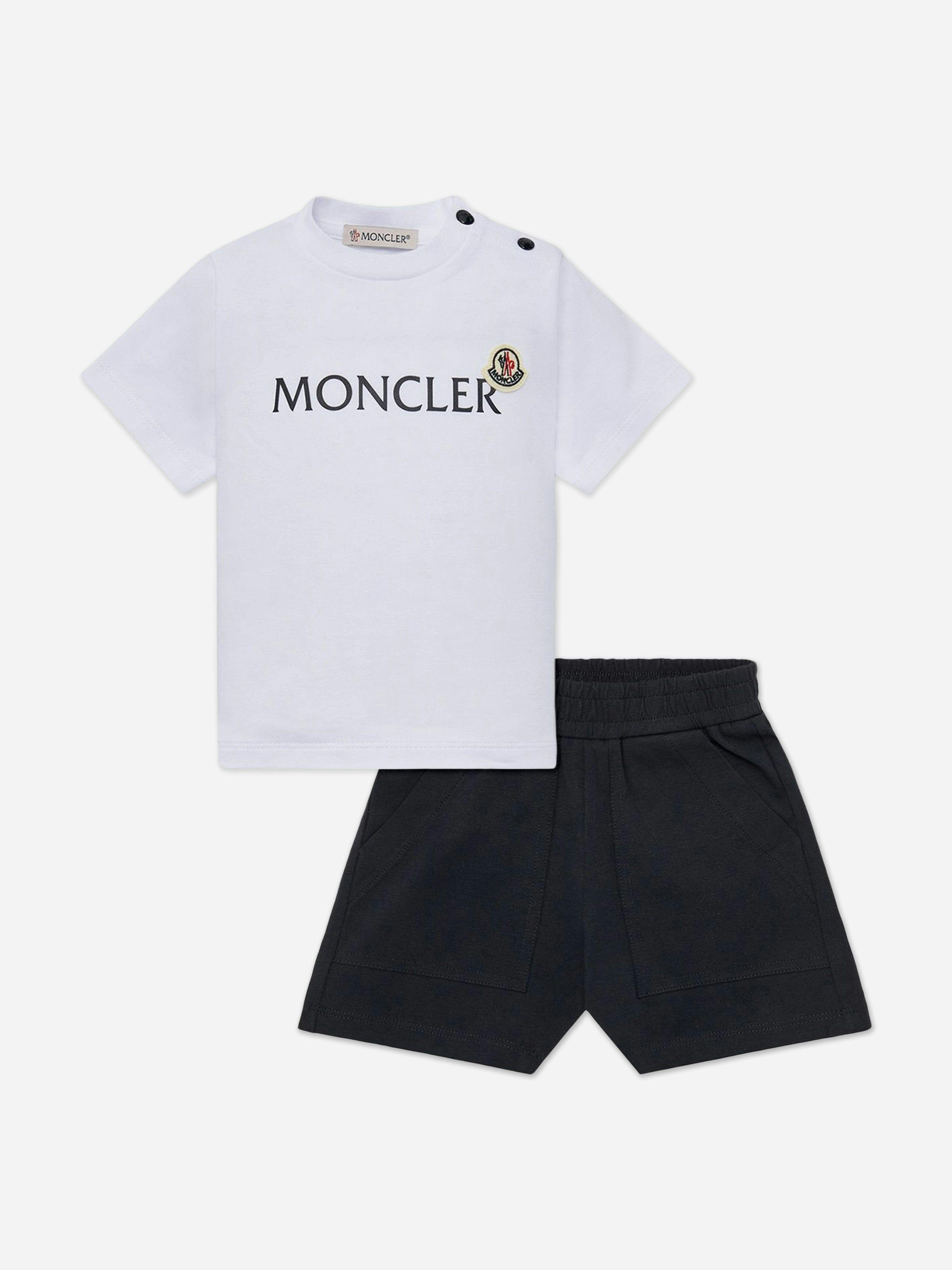 Moncler Enfant Men's White Baby Boys Logo Short Set In - 18 - 24 Mths