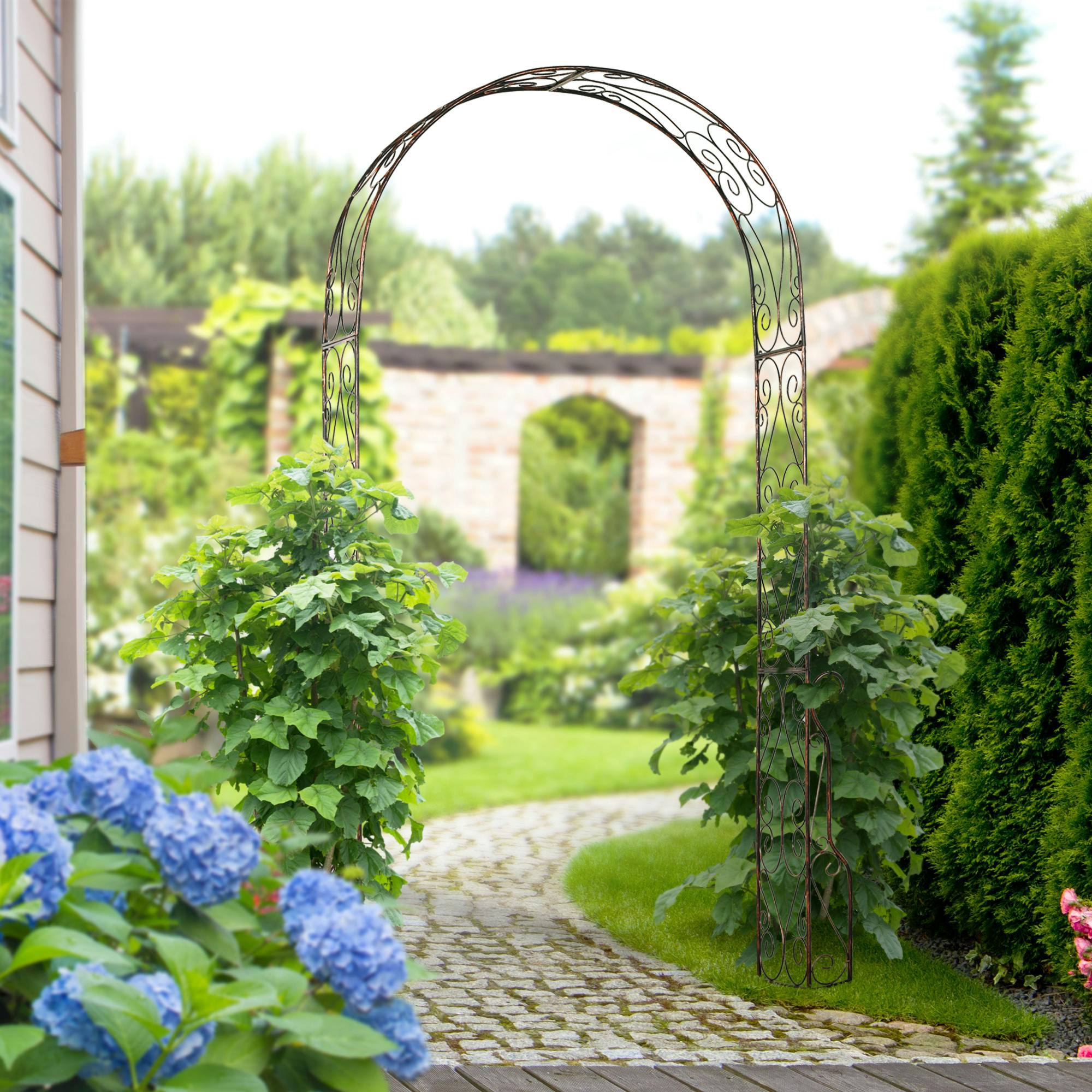 Rackhams Black Metal Garden Arch Arbour Rose Climbing Archway Plant Wedding Decorative