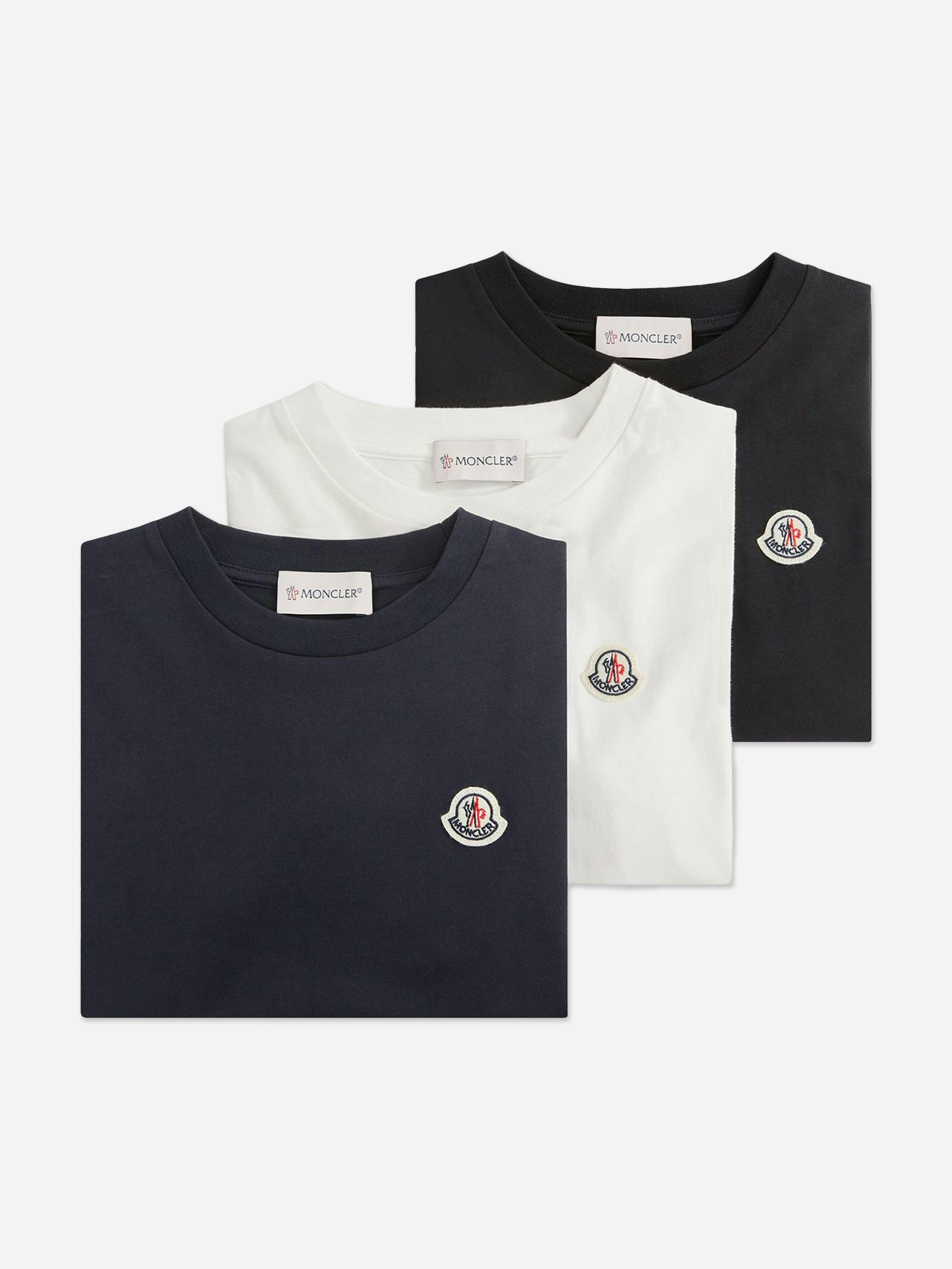 Moncler Enfant Boys Black 3 Pack Cotton T-Shirt Set In - 6 Yrs