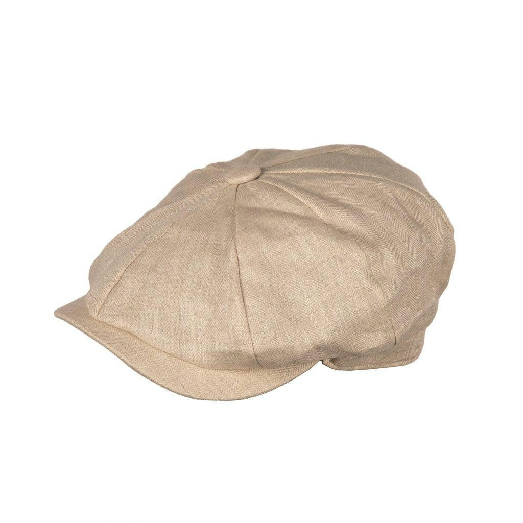Heritage Traditions Unisex Carlyle Herringbone Linen Newsboy Cap - Natural Linen