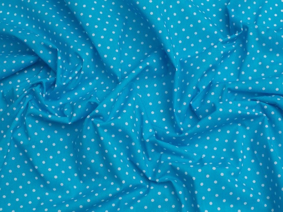 Minerva Turquoise Core Range Printed Polycotton Fabric - Spots Design Dressmaking Fabric, 112.5 Cm / 45" Wide - Per Metre