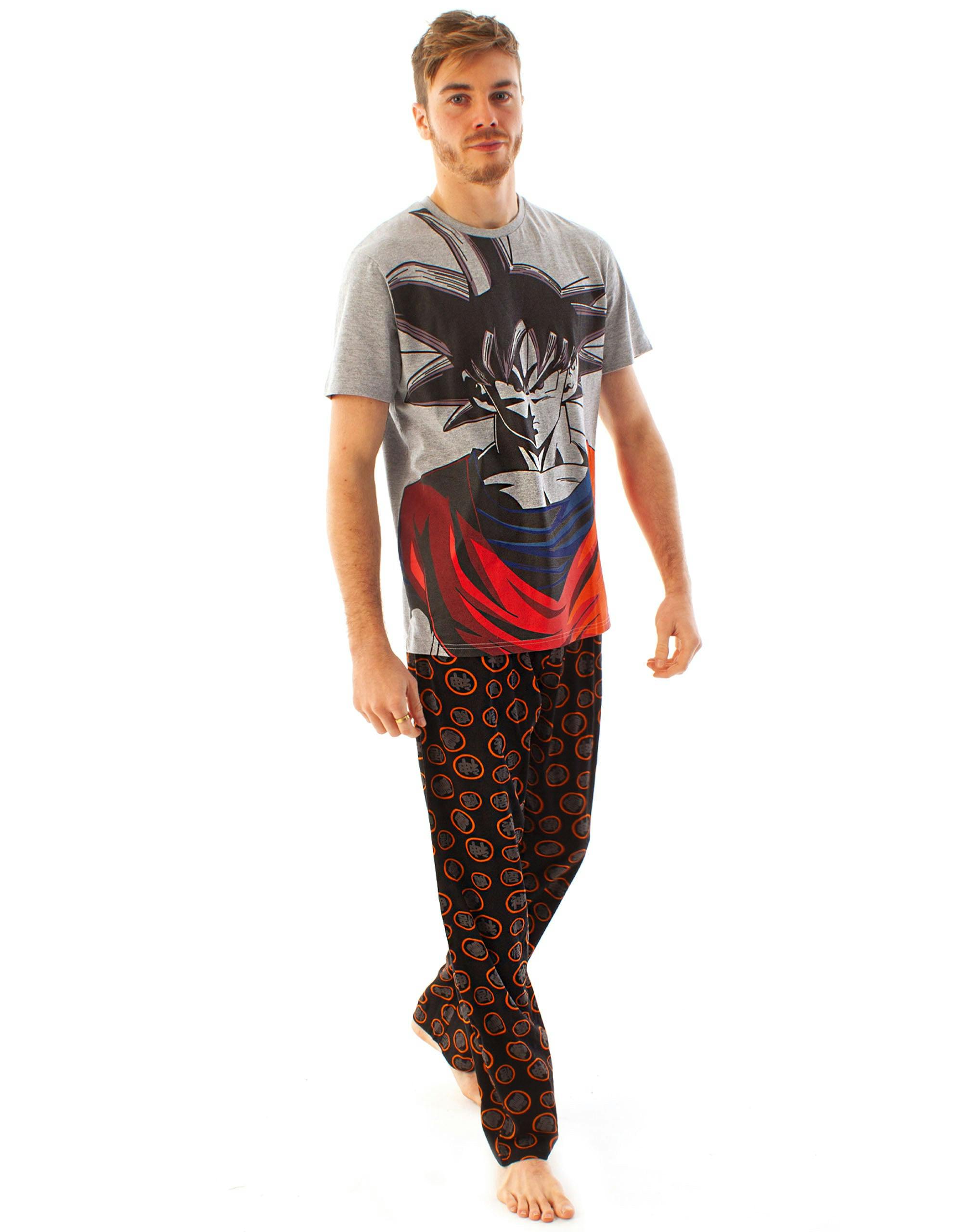 Vanilla Underground Men's Grey Dragon Ball Z Goku Short Sleeve Long Leg Pyjama Set - XX-Large