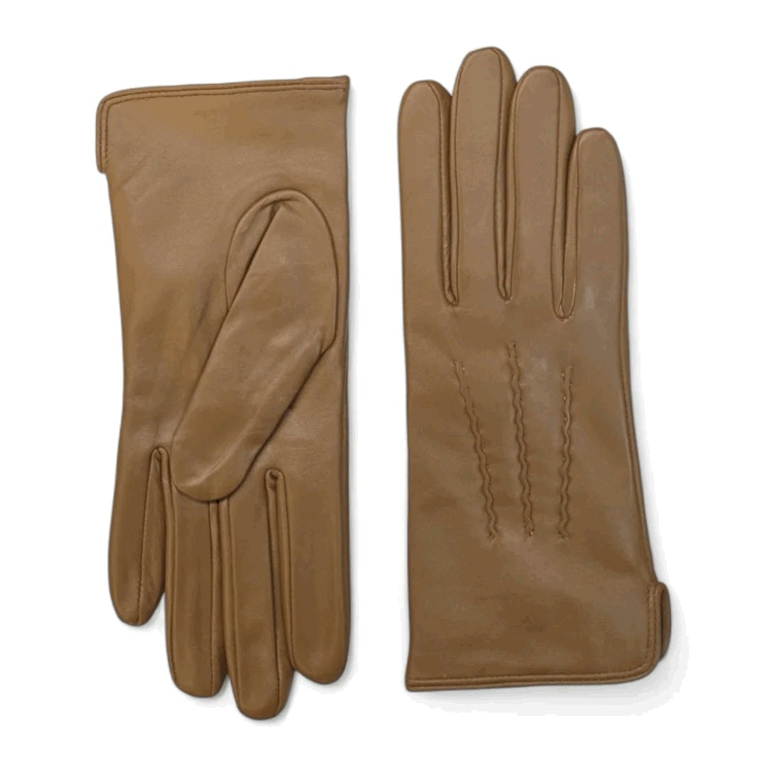 Infinity Leather Women's ’S Genuine Leather Wool Lined Touchscreen Gloves - Tan - Large