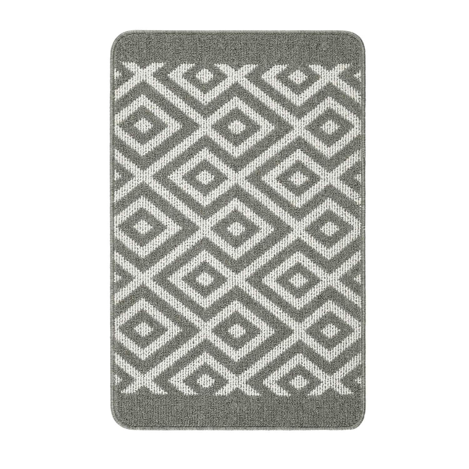 Rackhams Grey Diamond Washable Mat And Runner - 50X75 Cm