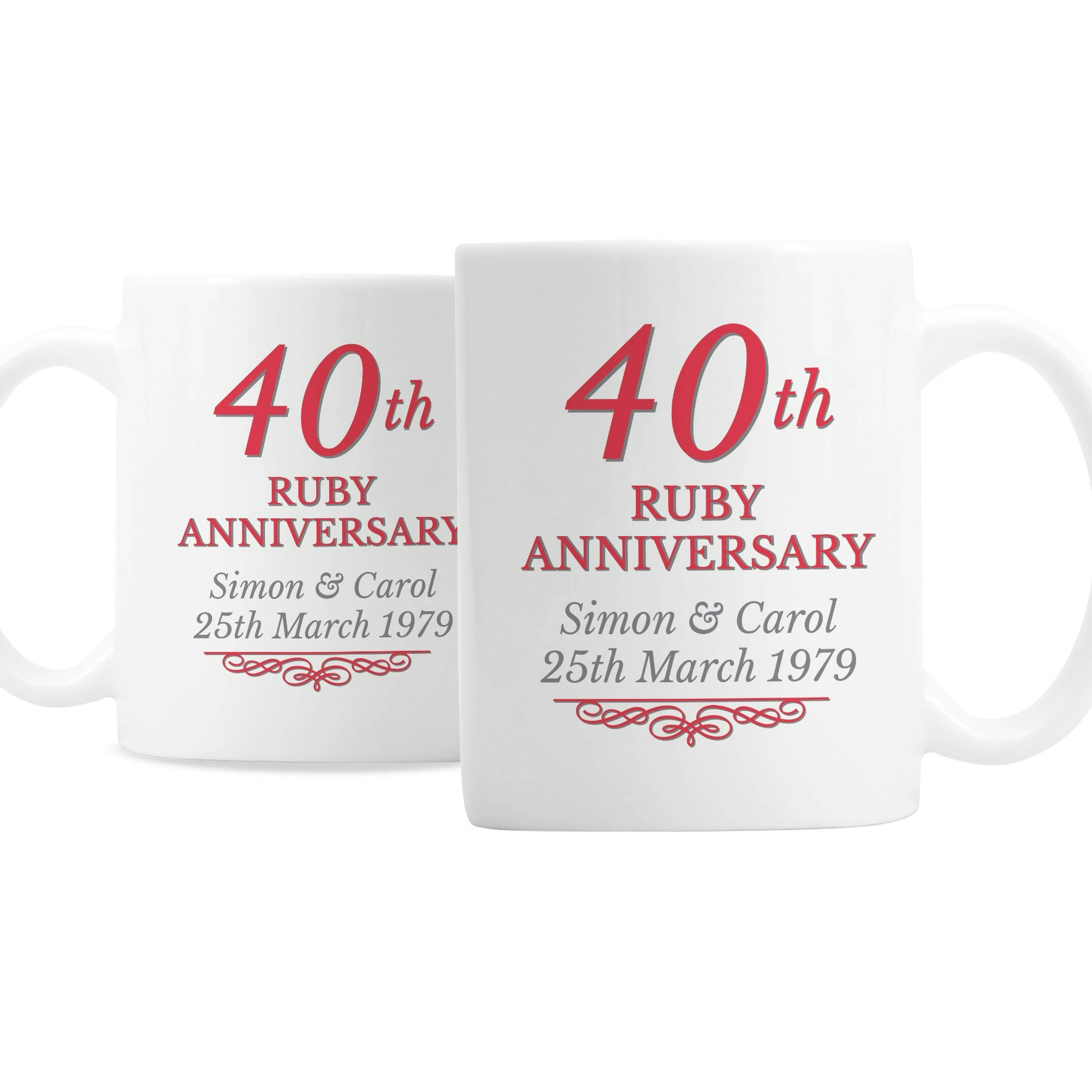 Rackhams Personalised 40Th Ruby Anniversary Mug Set