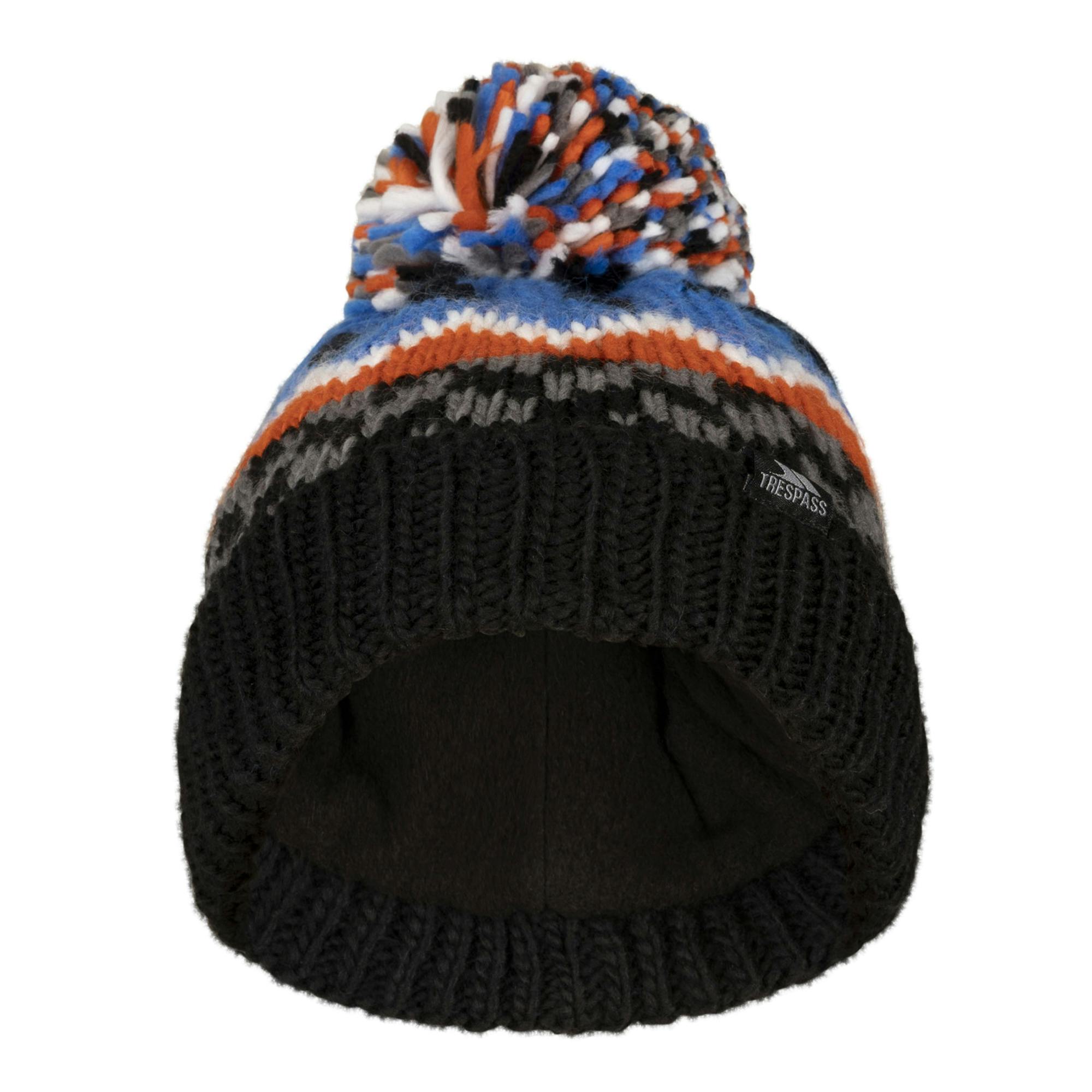Trespass Blue Kids Twiglet Chunky Knit Fleece Lined Hat - 5-7 Years - 100% Polyester