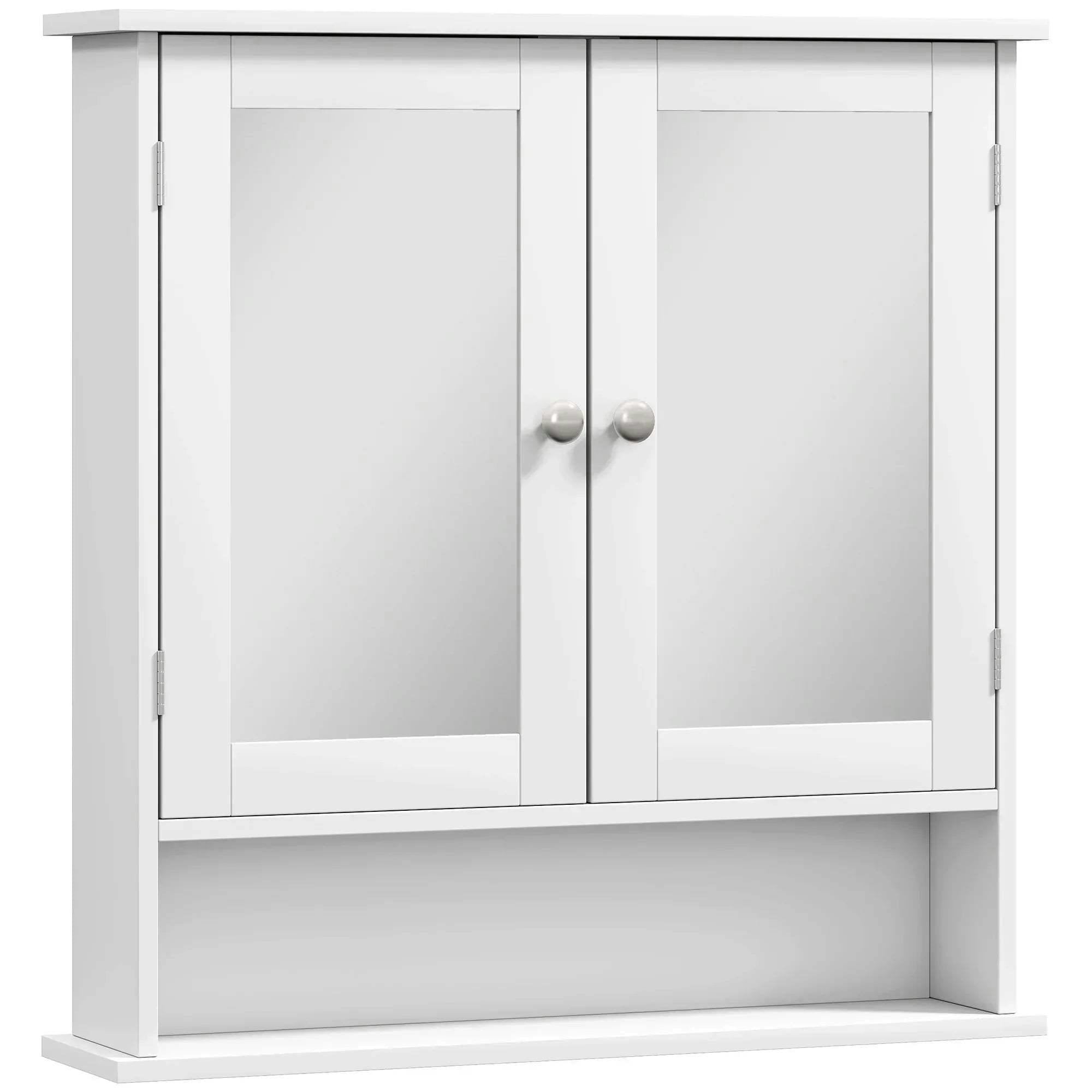 Kleankin White Wall Mounted Mirror Cabinet W/ Double Mirror Doors & Shelf - Image 4