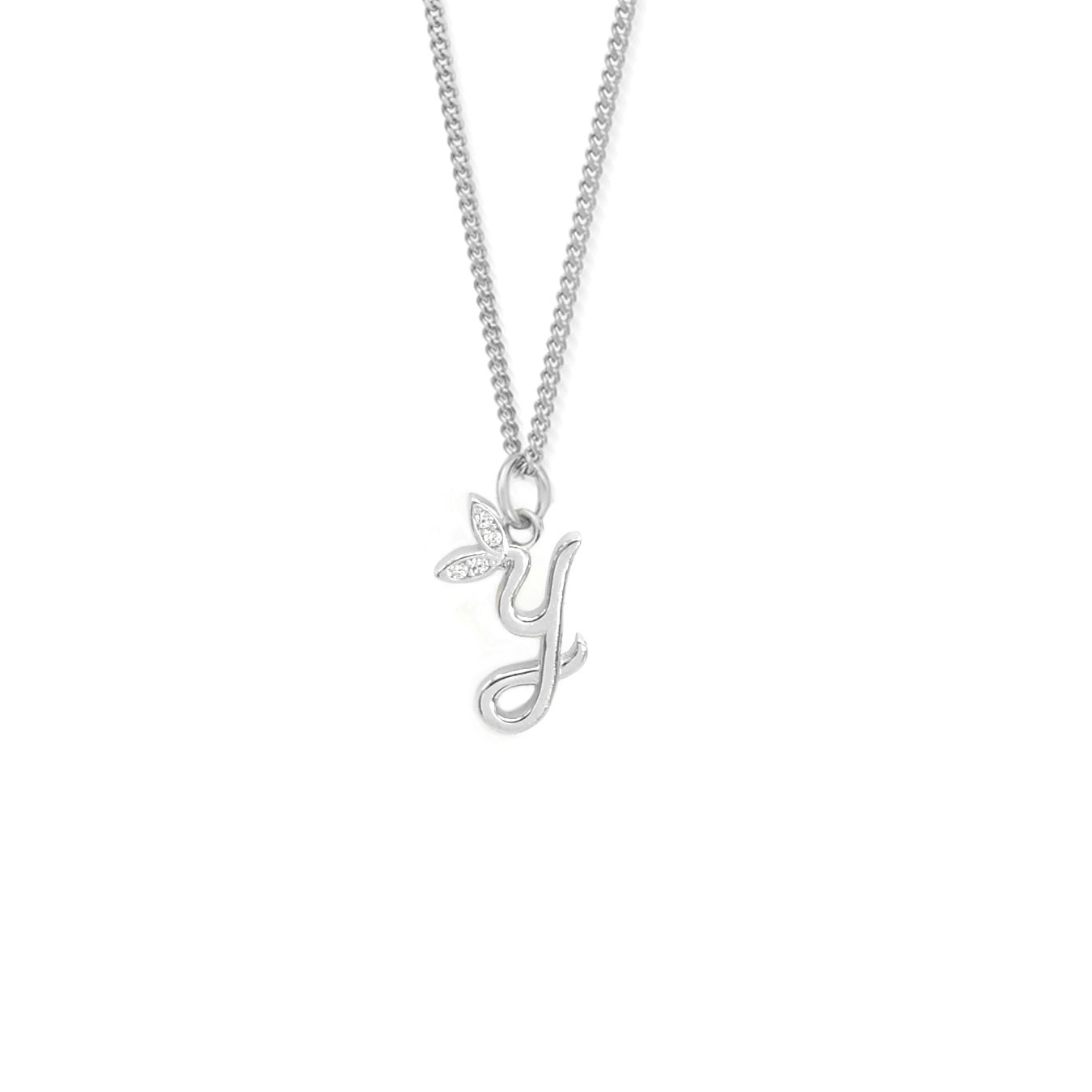 Say It With Silver Dainty Winged Initial Charm Necklace - Sterling - Y