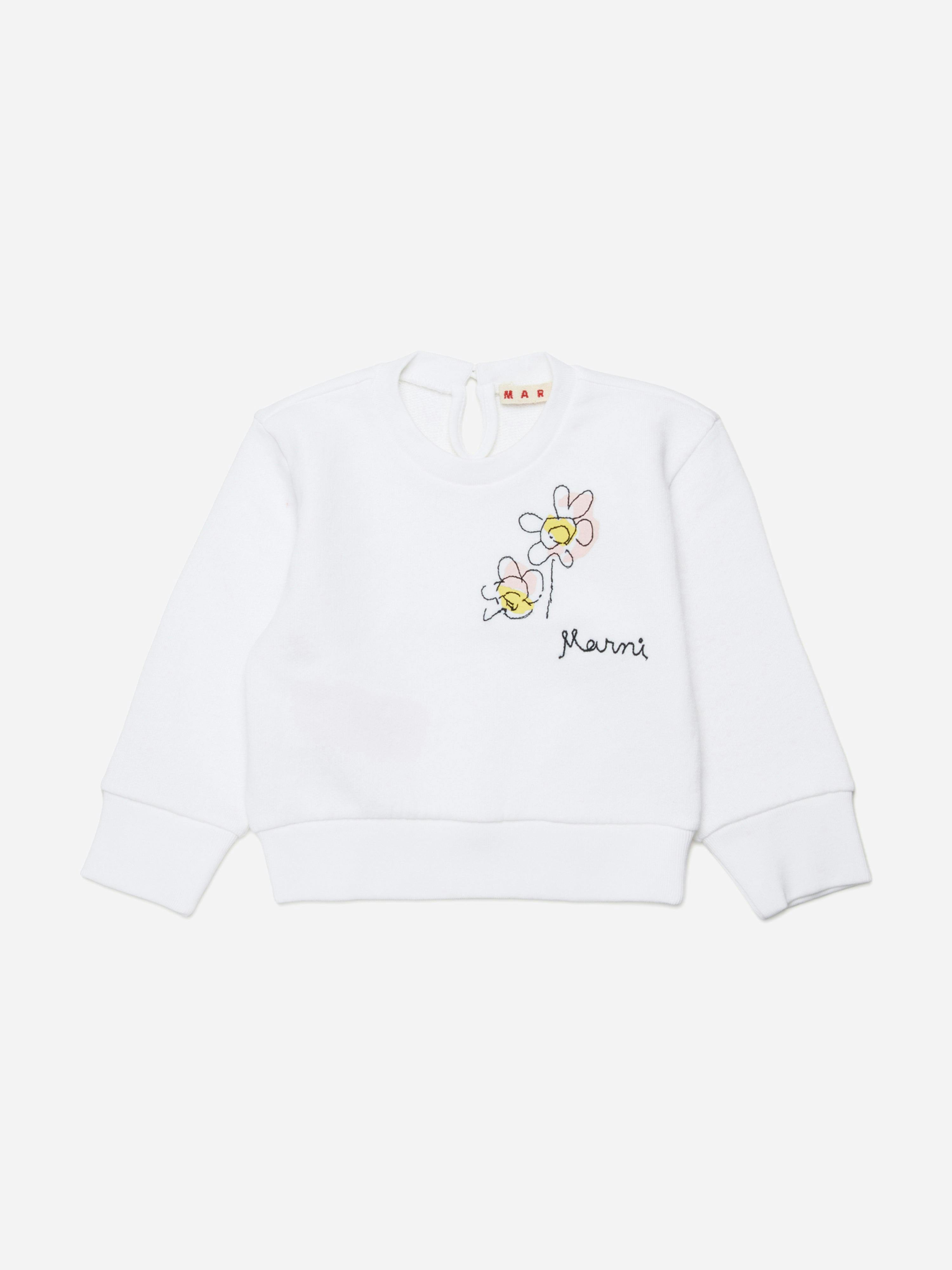 Marni Kids Girls White Marni Baby Embroidered Flower Logo Sweatshirt In - 24 - 36 Mths