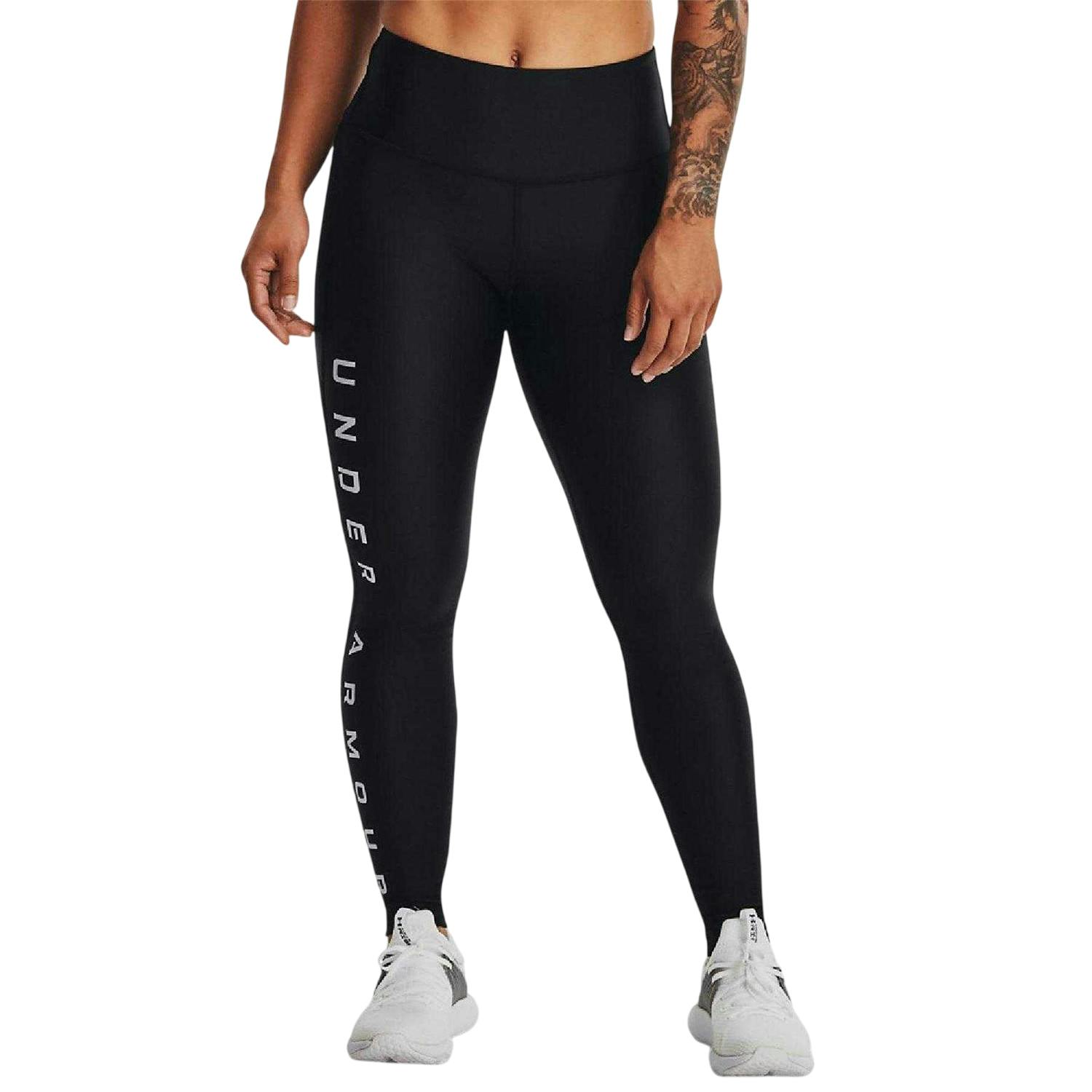 Under Armour Women's Black / Heatgear Reflective High Waist Leggings - 8 Uk - 10 Uk - 77% Polyester/23% Elastane