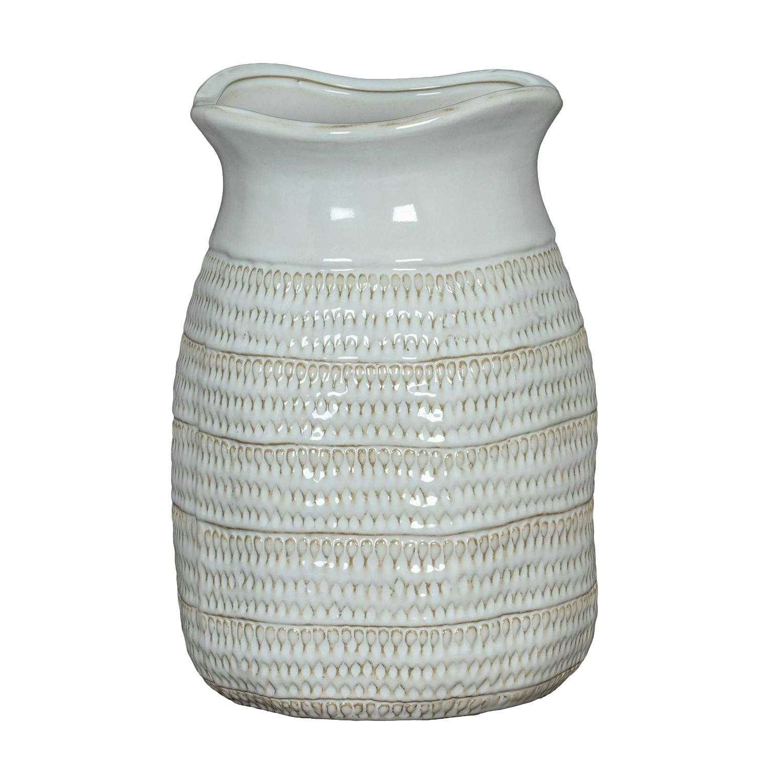 Hill Interiors White Tava Hewn Medium Vase - One Size - 100% Mixed