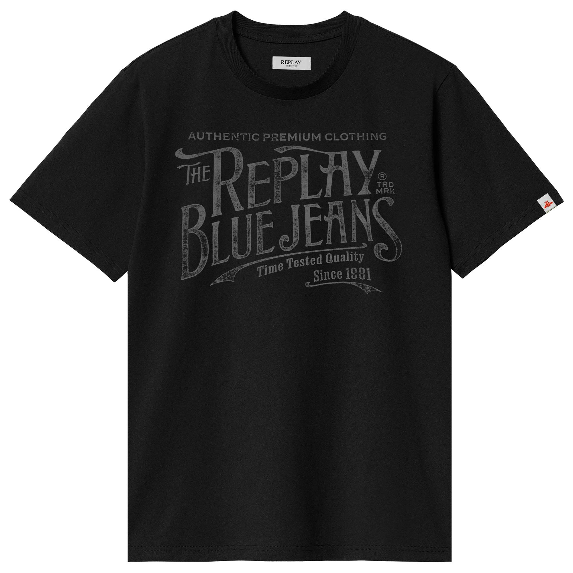 Replay Men's Blue/Black Royal Eagle Jeans Chest Logo T-Shirt - Small