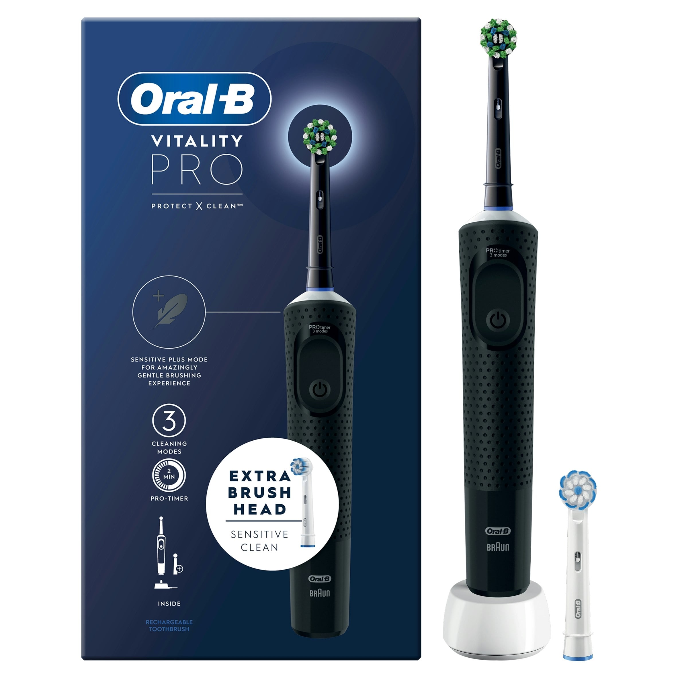 Oral-B: Vitality Pro Deep Clean Edition. Black. One brush head. Box opened/worn. - Image 29