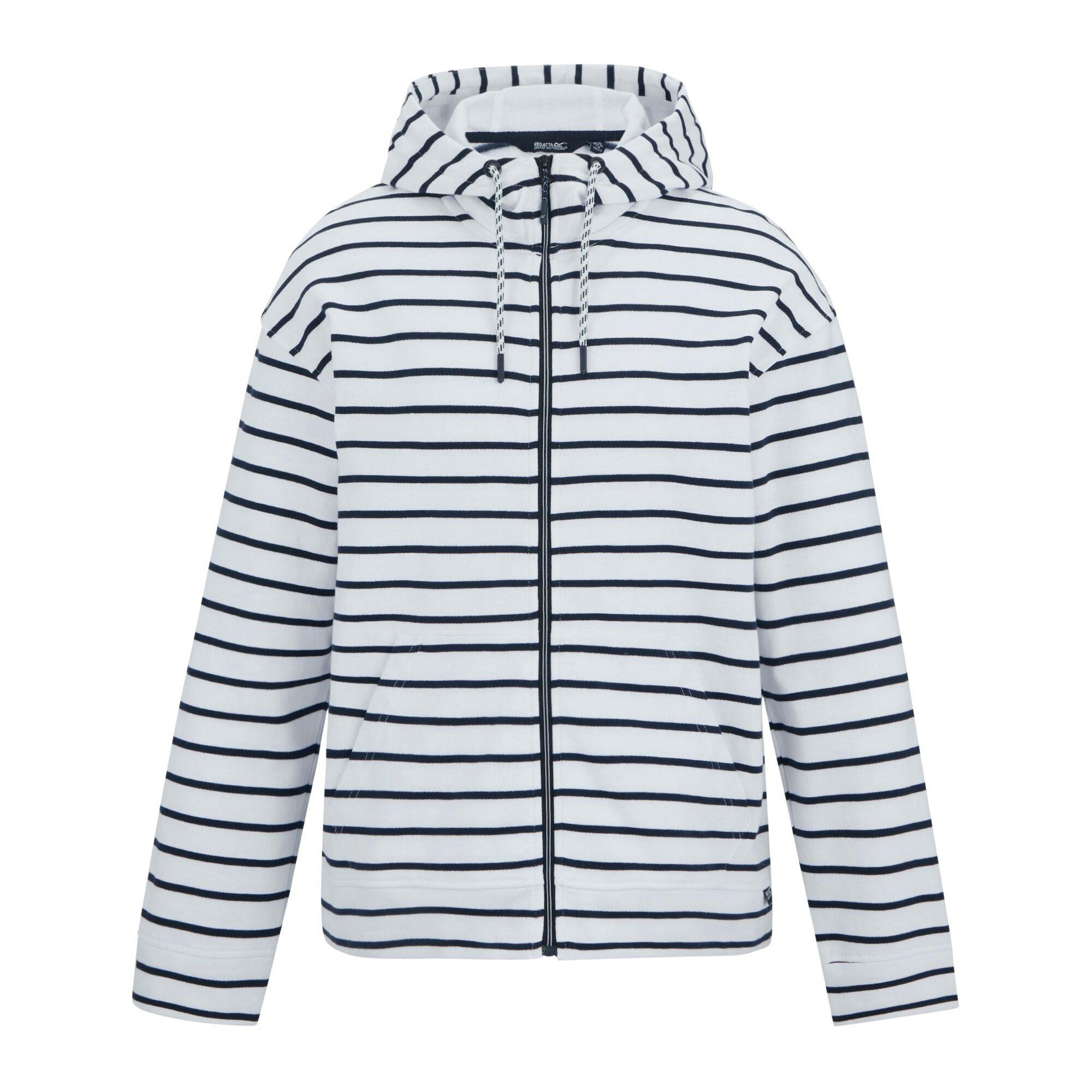 Regatta Women's White Bayletta Striped Full Zip Hoodie - /Navy - 16 Uk - /Navy - 60% Cotton/40% Polyester