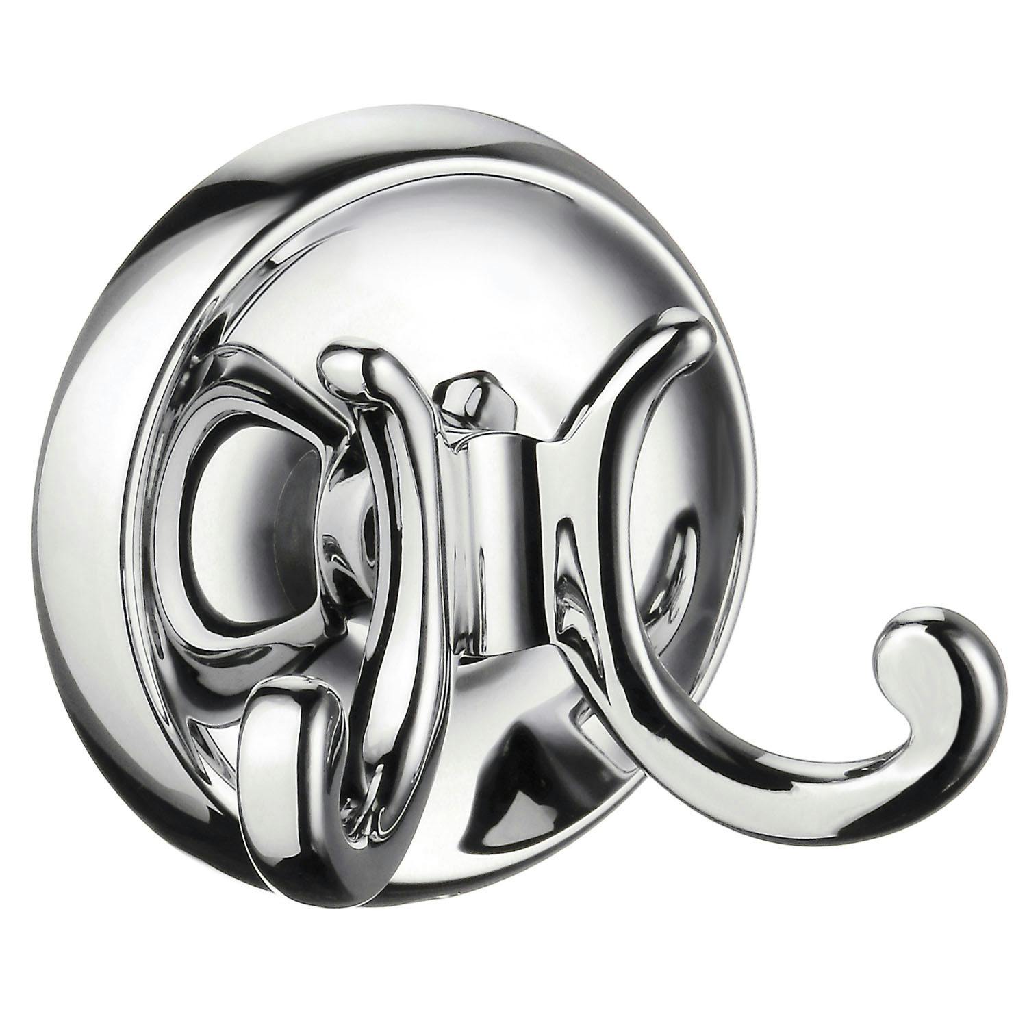 Rackhams Polished Chrome Double Towel Hook Rail (70Mm) Wall Mounted Bathroom Rectangular Robe Hooks Clothes Hanger Coat Peg