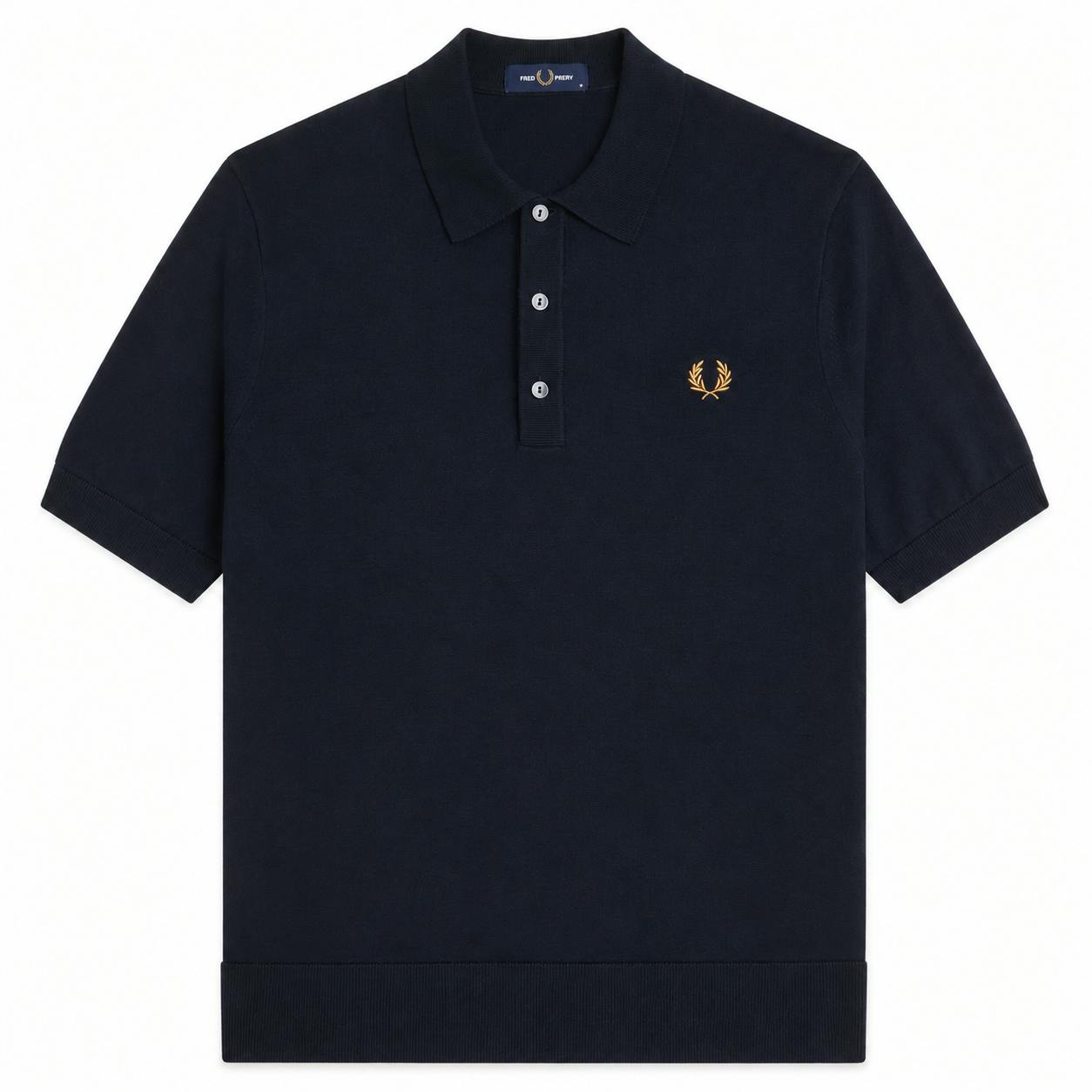 Fred Perry Cotton Knitted Polo Shirt Navy - M