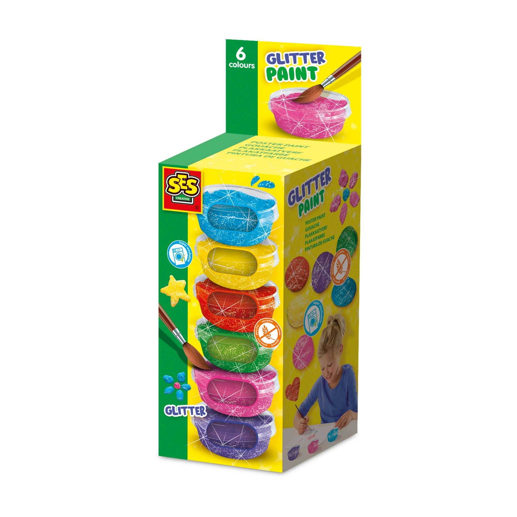 Geomag Pink/Purple/Yellow Ses Creative Poster Paint Glitter (6X45ml)
