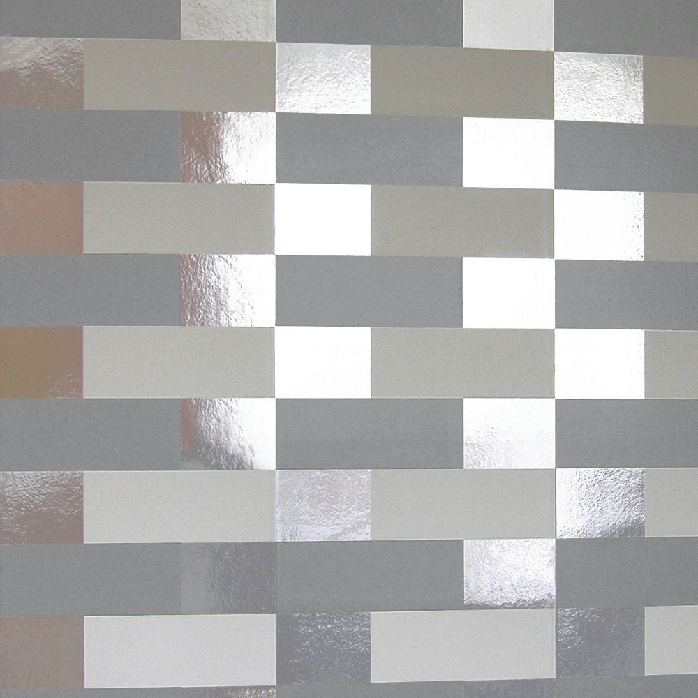 Rackhams Silver/Grey/White Block Metallic And Wallpaper - 10M Roll