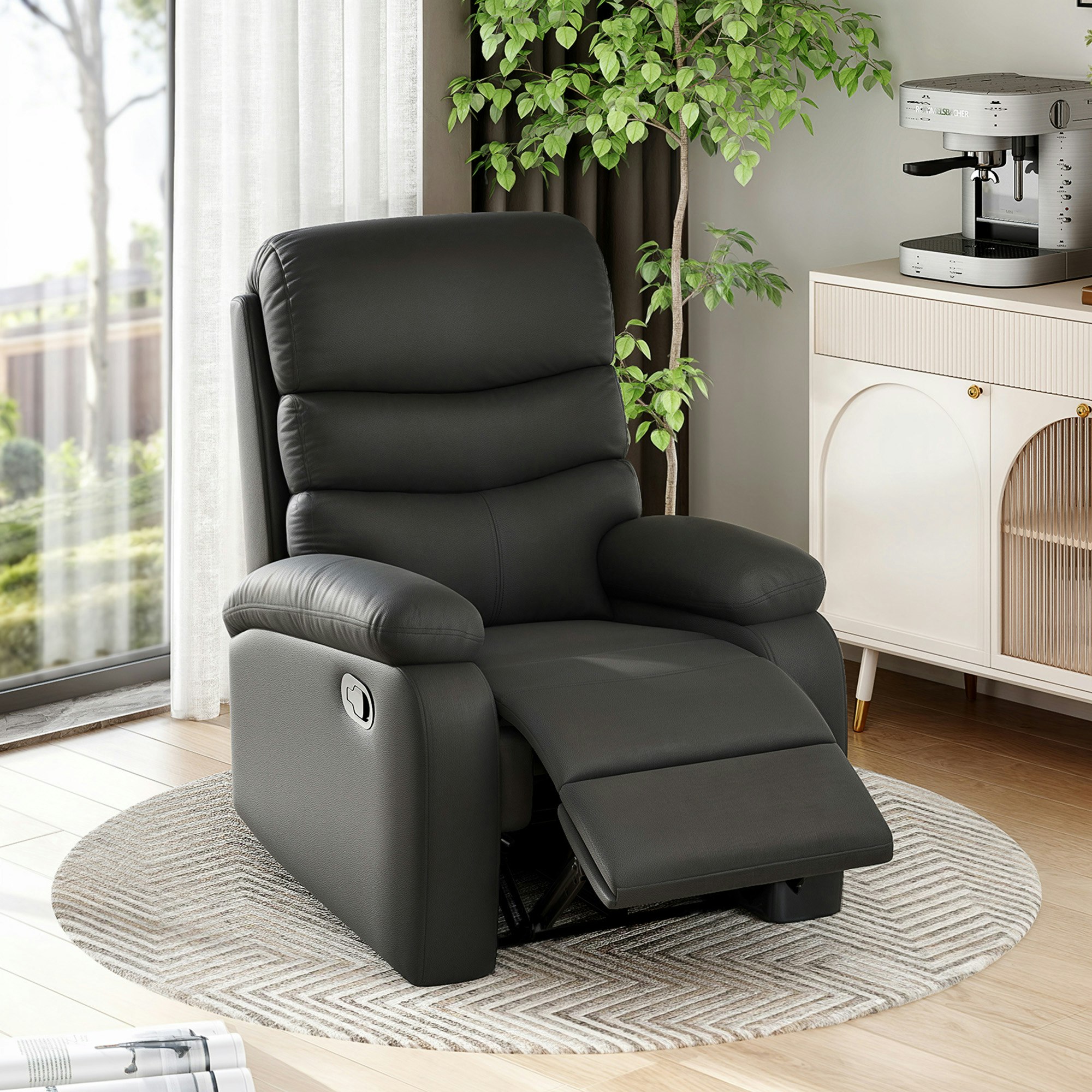 Rackhams Manual Recliner Chair Armchair For Living Room With Footrest