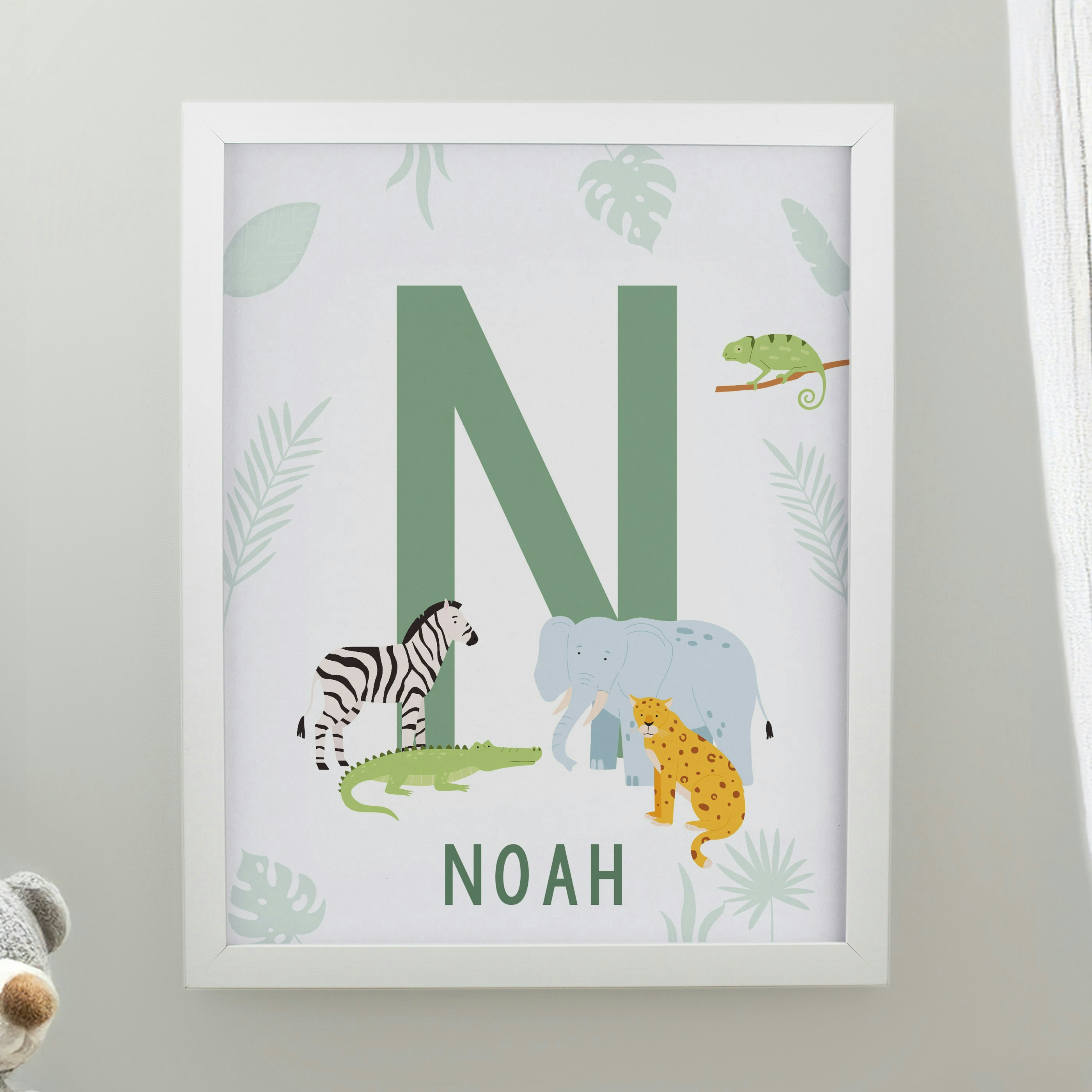 Rackhams White Personalised Animal Initial Poster Frame