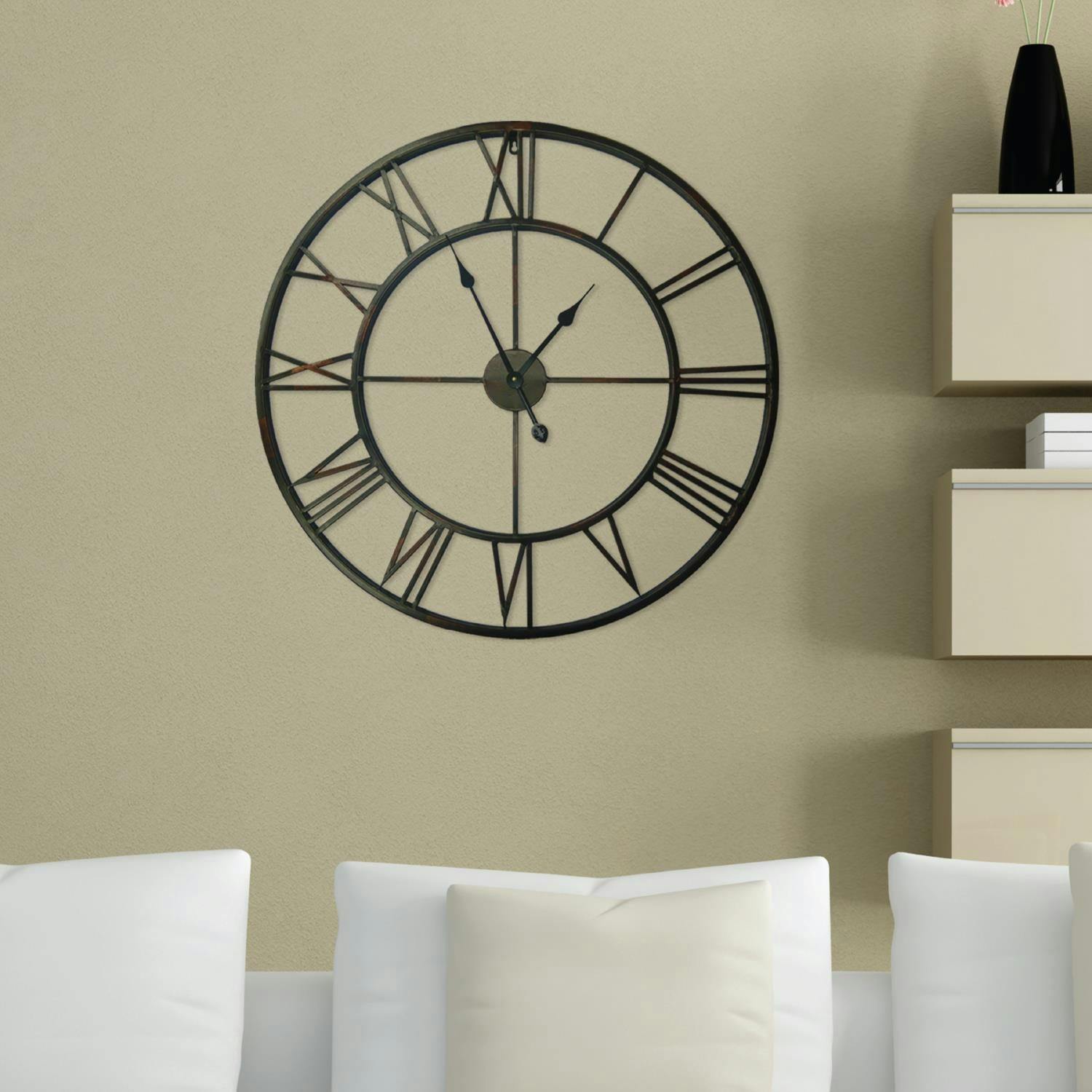 Rackhams Black Wc2147 - Vintage Rustic Roman Iron Wall Clock - 43 Cm / 17 In