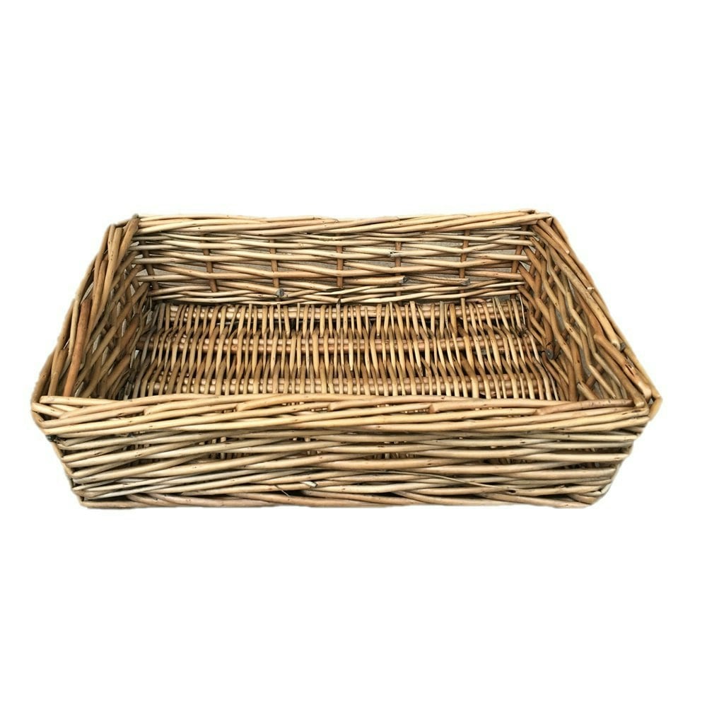 Red Hamper Antique Wash Rectangular Straight Sided Wicker Tray - Small