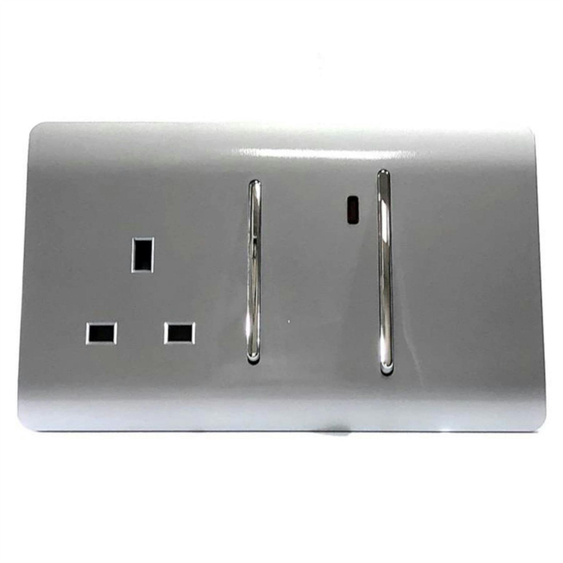Trendi Switch Trendi Modern 45 A Cooker Switch & Plug Socket Inc Neon Insert Silver - Image 9