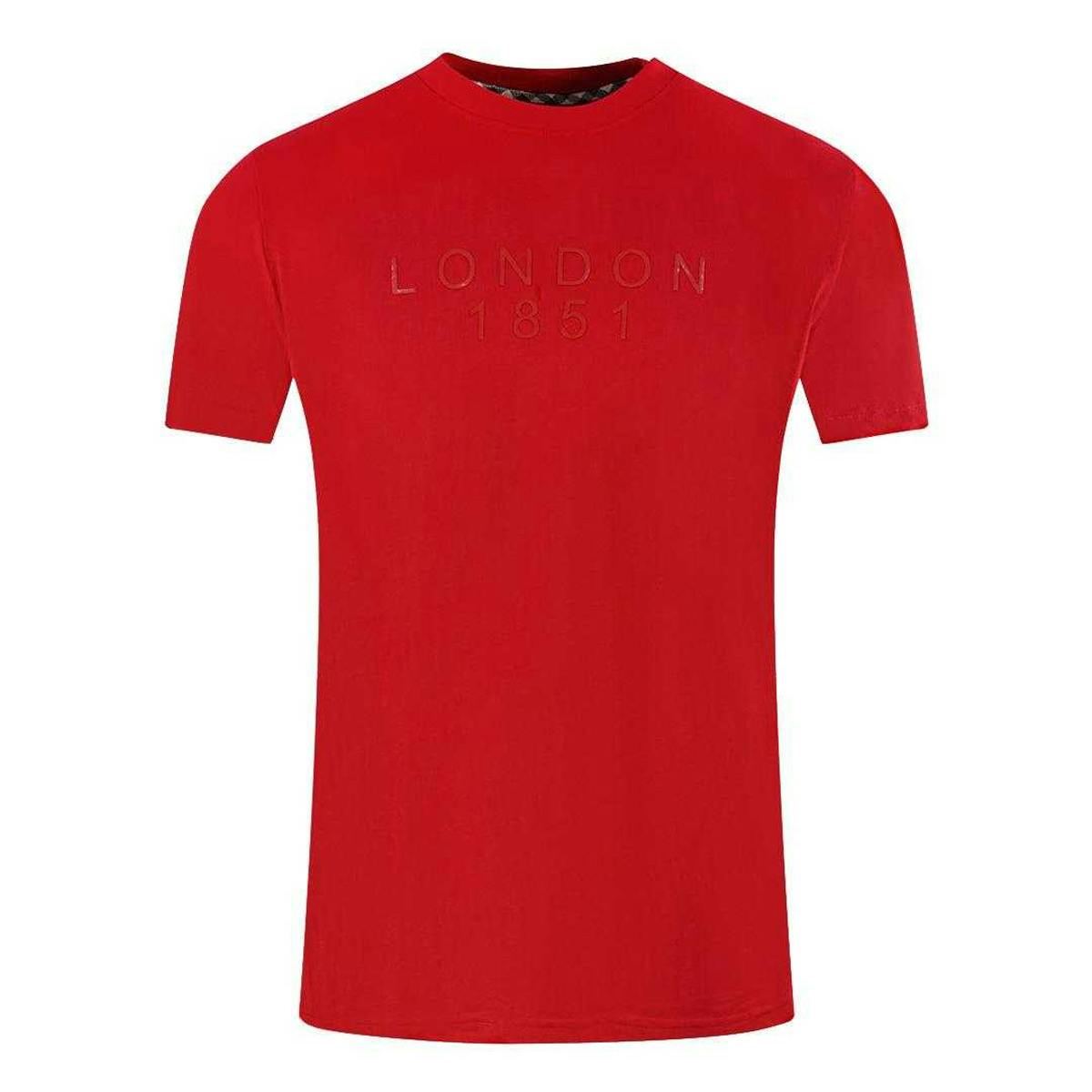 Aquascutum Men's Red London 1851 Logo Taped T-Shirt - L - 100% Cotton