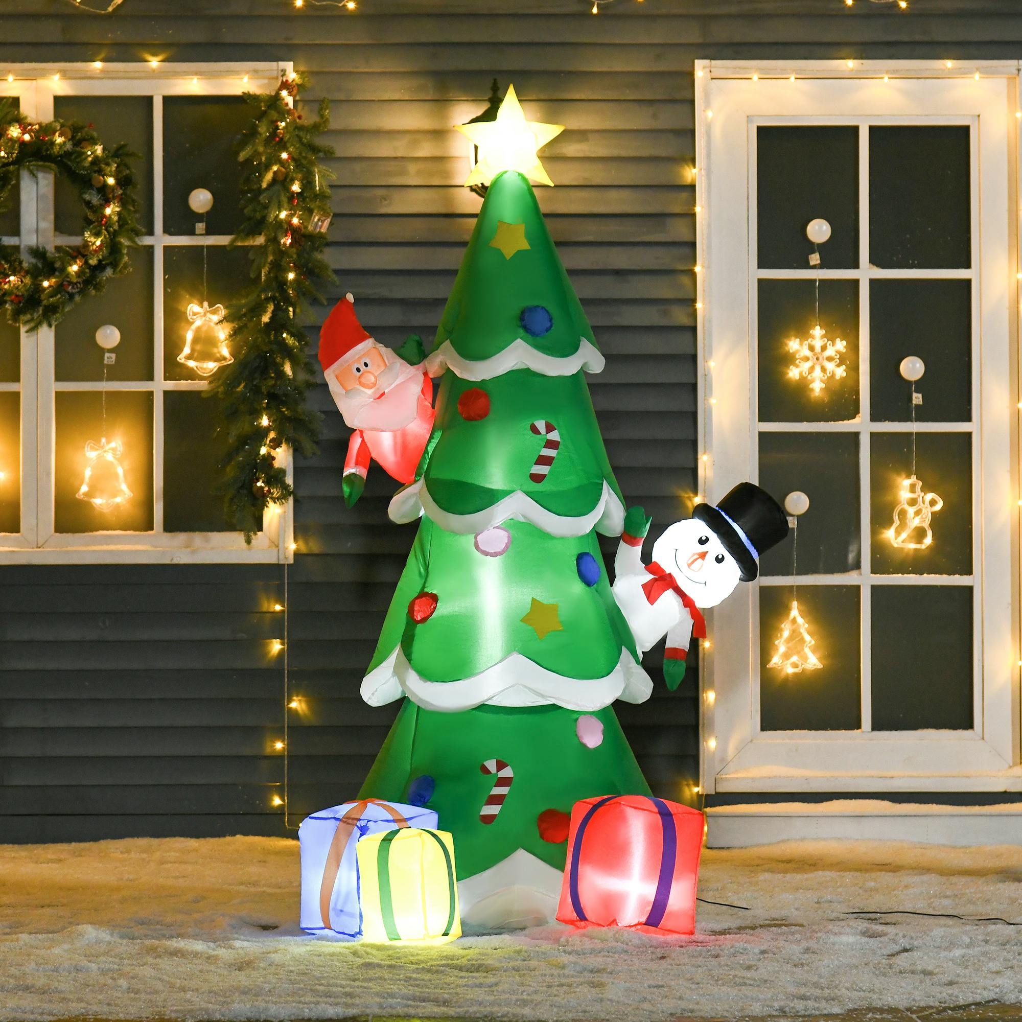 Homcom Unisex Green Christmas Inflatable Tree Led Lighted For Indoor Outdoor In 7Ft - Image 7