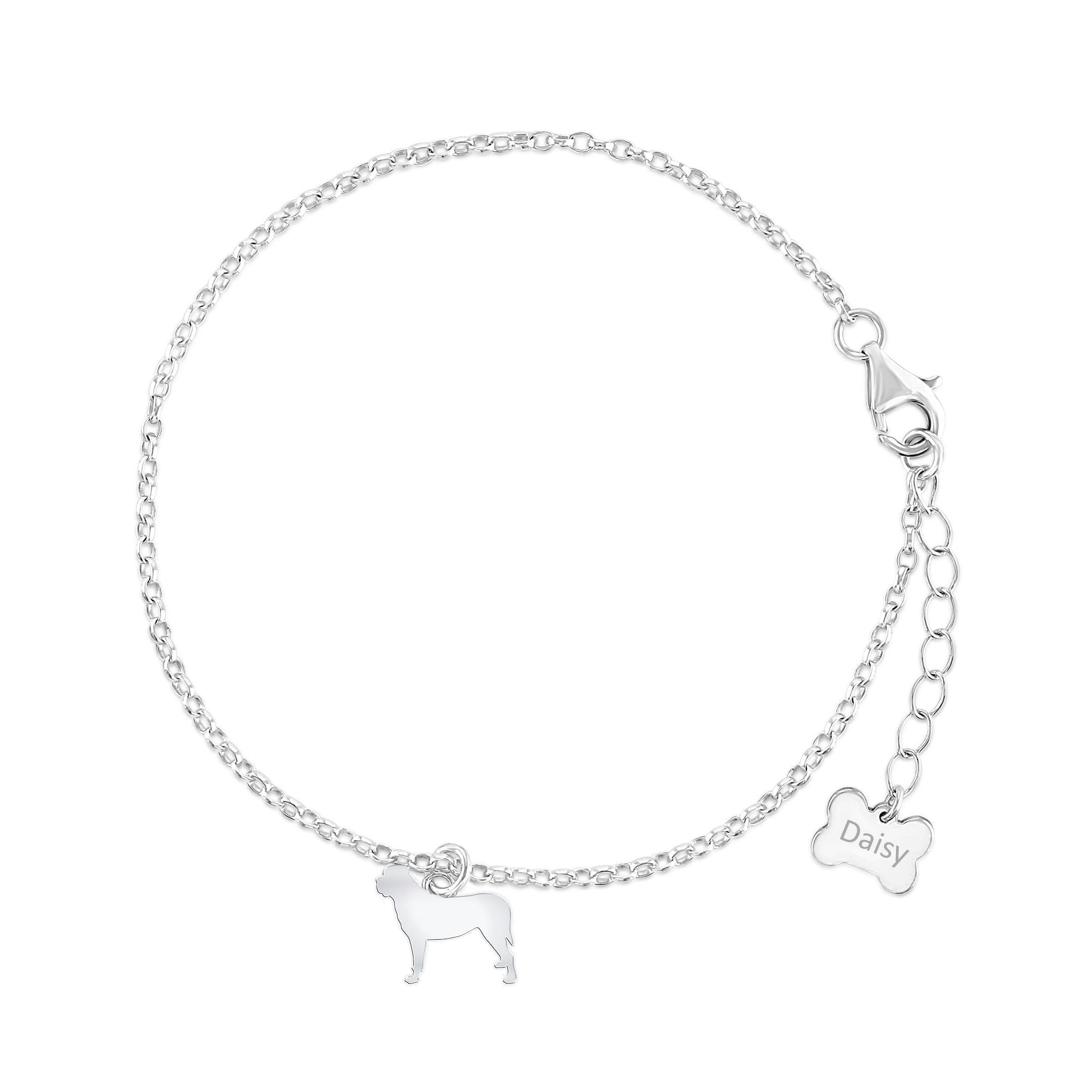 Mylee London Silver Mastiff Silhouette Chain Bracelet - Personalised - No