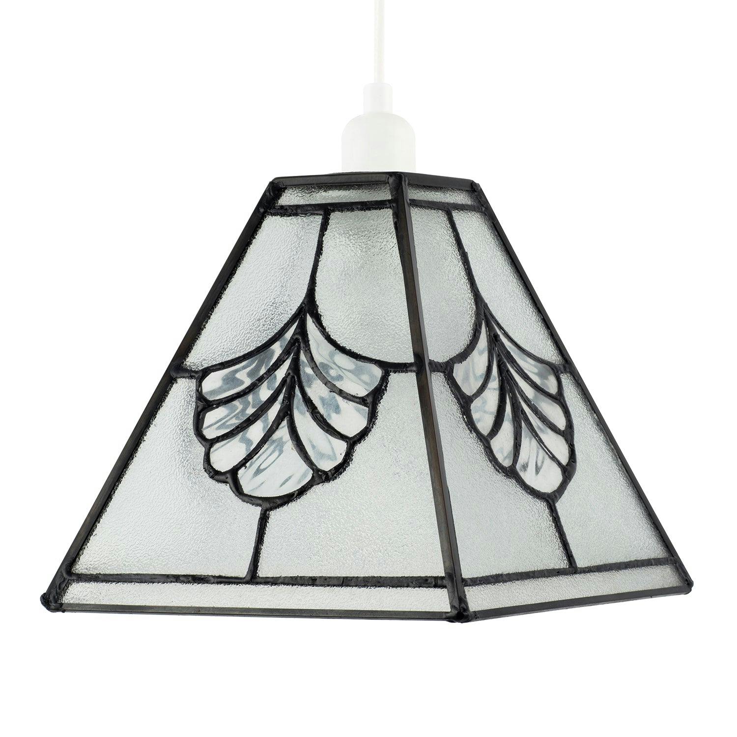 Happy Homewares Light Traditional Clear Glass Tiffany Pendant Shade With Floral Panels