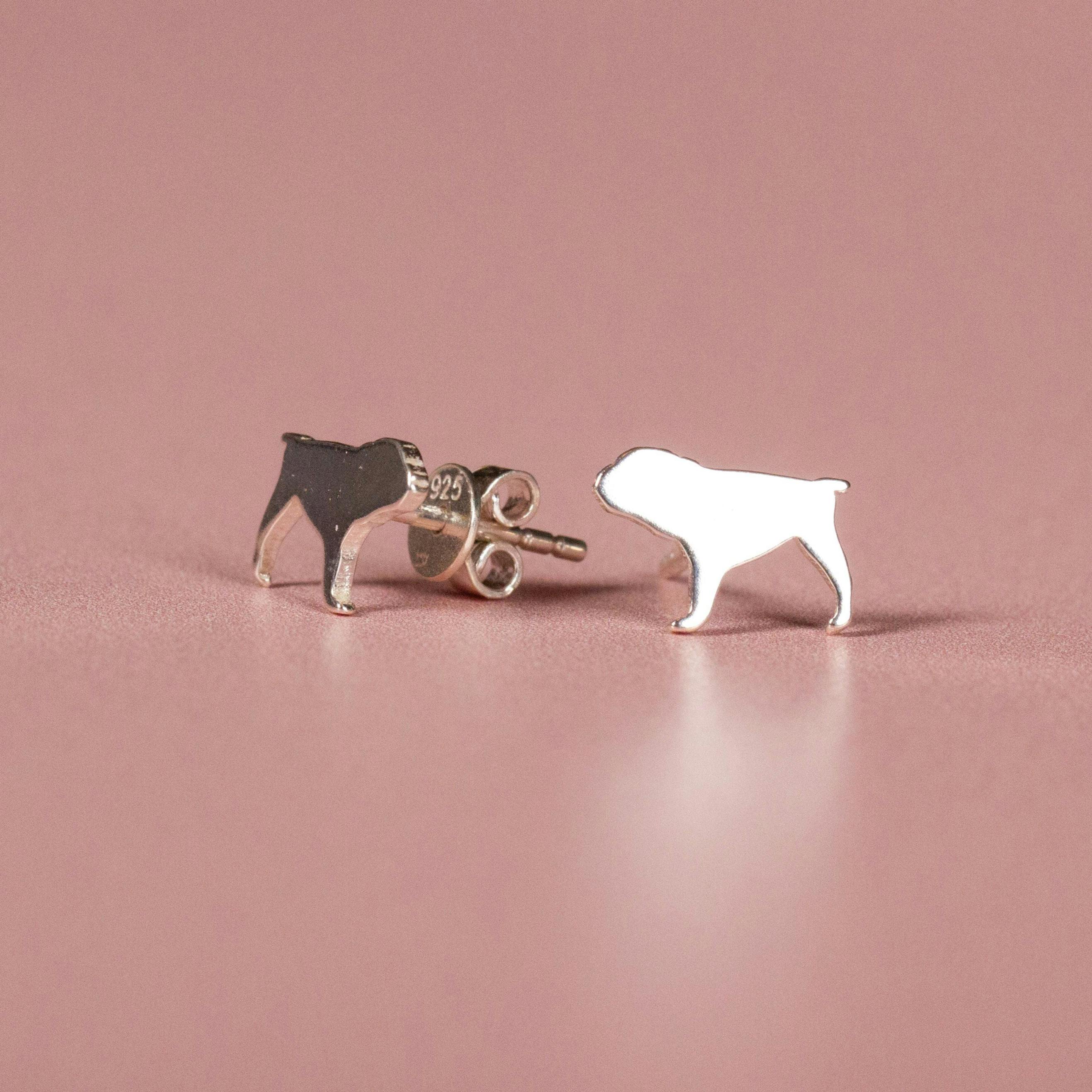 Mylee London Silver English Bulldog Stud Earrings - No