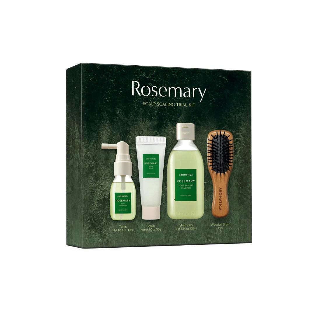 Aromatica Rosemary Scalp Scaling Trial Kit - Gift Set - Mini Wooden Hair Brush - [Shampoo 3.38 Fl. Oz. / Root Enhancer 1.01 Fl. Oz - Image 3
