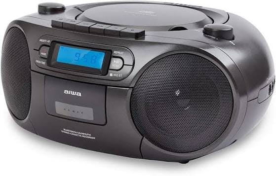 Aiwa Black Bbtc-550Bk Portable Radio With Cd Bluetooth And Usb Cassette Recorder
