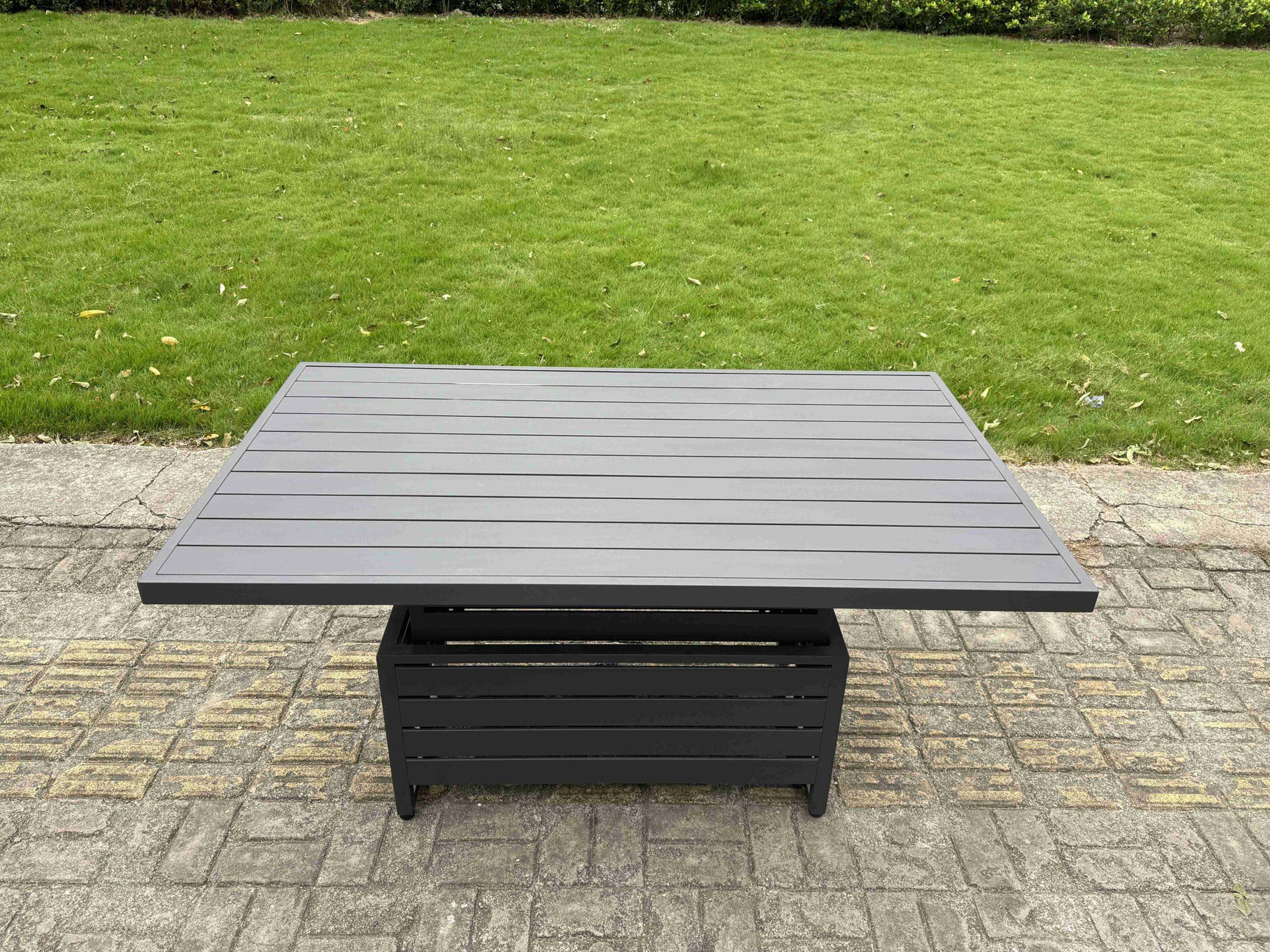 Fimous Dark/Grey Aluminium Outdoor Adjustable Rising Lifting Dining Table Garden Furniture