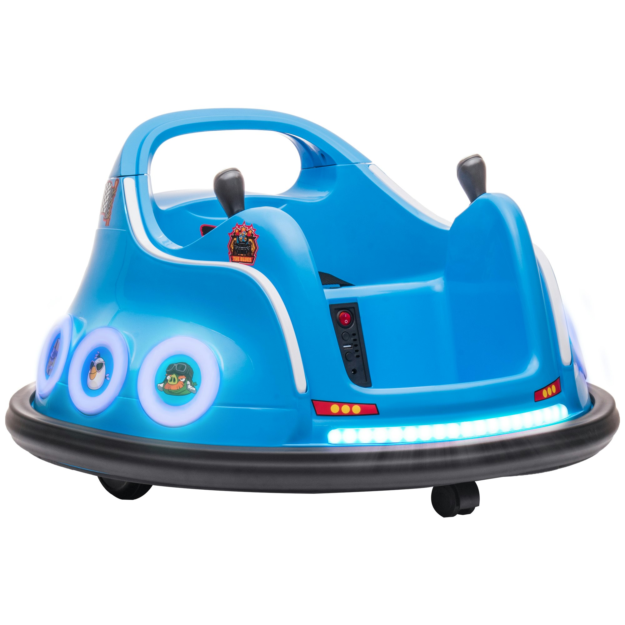 Aiyaplay Blue Angry Bird Licensed Bumper Car For Kids W/ Joysticks