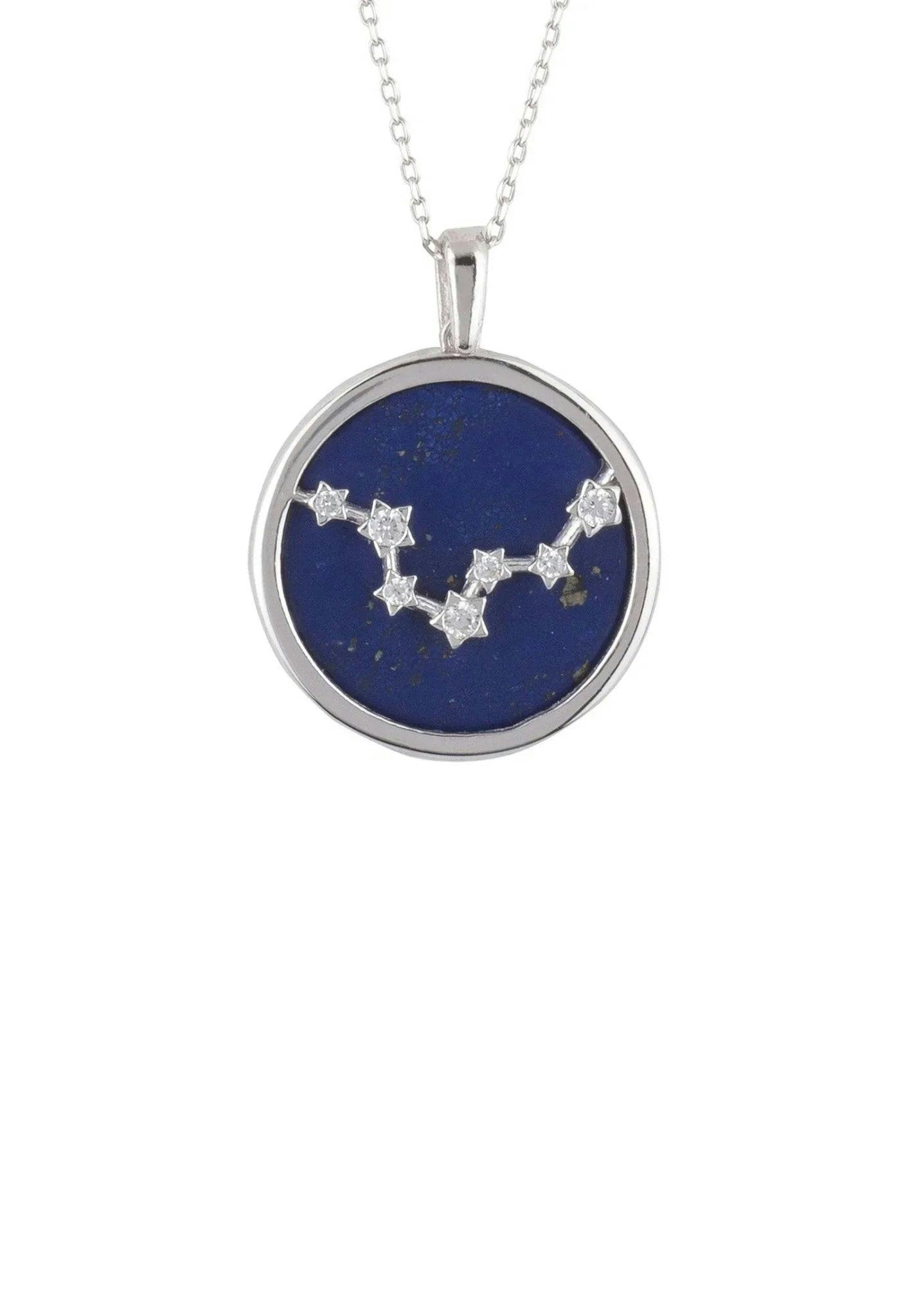 Latelita Silver Zodiac Lapis Lazuli Gemstone Star Constellation Pendant Necklace Pisces