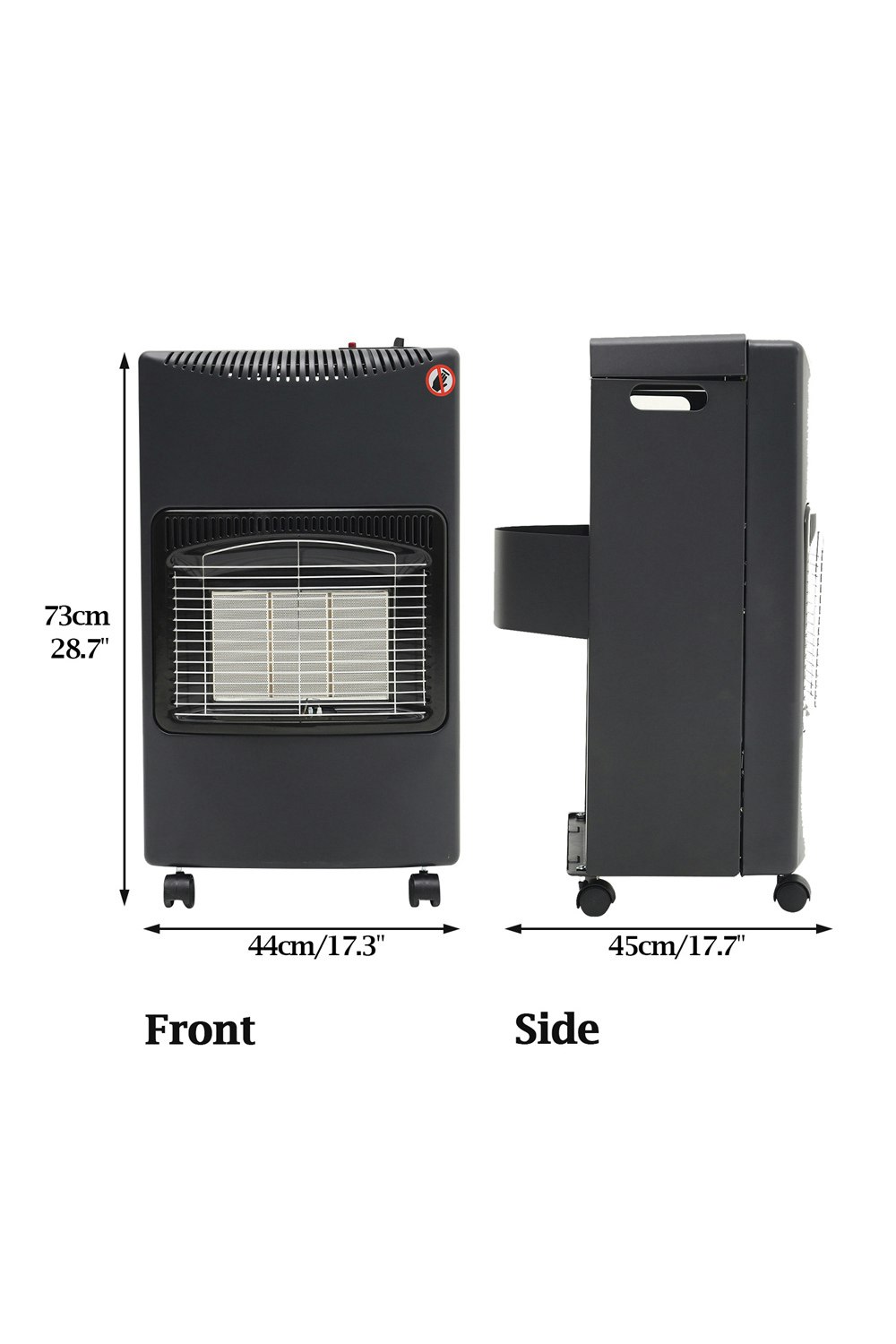 Living And Home Black Indoor/Outdoor Ceramic Gas Heater With Wheels