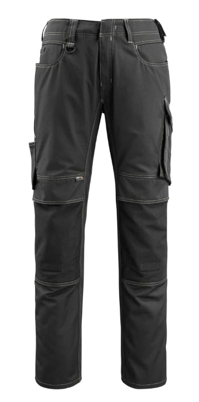 Mascot Men's Black Unique Mannheim Trousers With Kneepad Pockets - L32 W34.5
