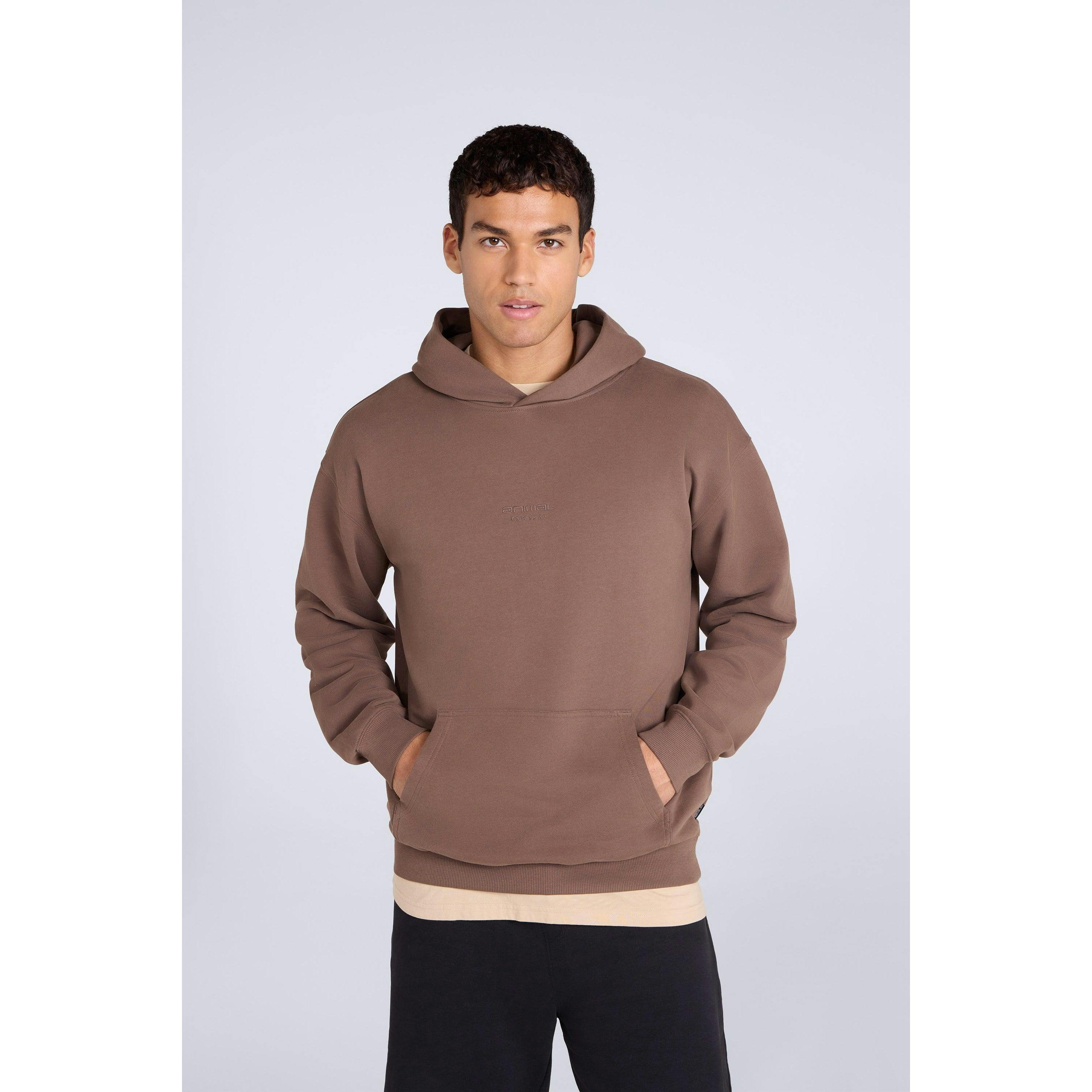 Animal Men's Brown Icon Organic Drop Shoulder Hoodie - Xs - 100% Mixed