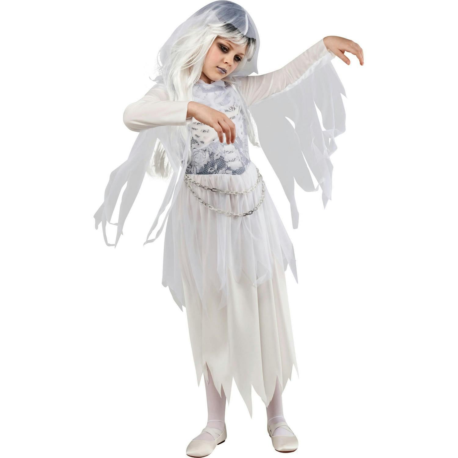 Bristol Novelty Girls White Childrens/Kids Ghostly Costume - 5-6 Years