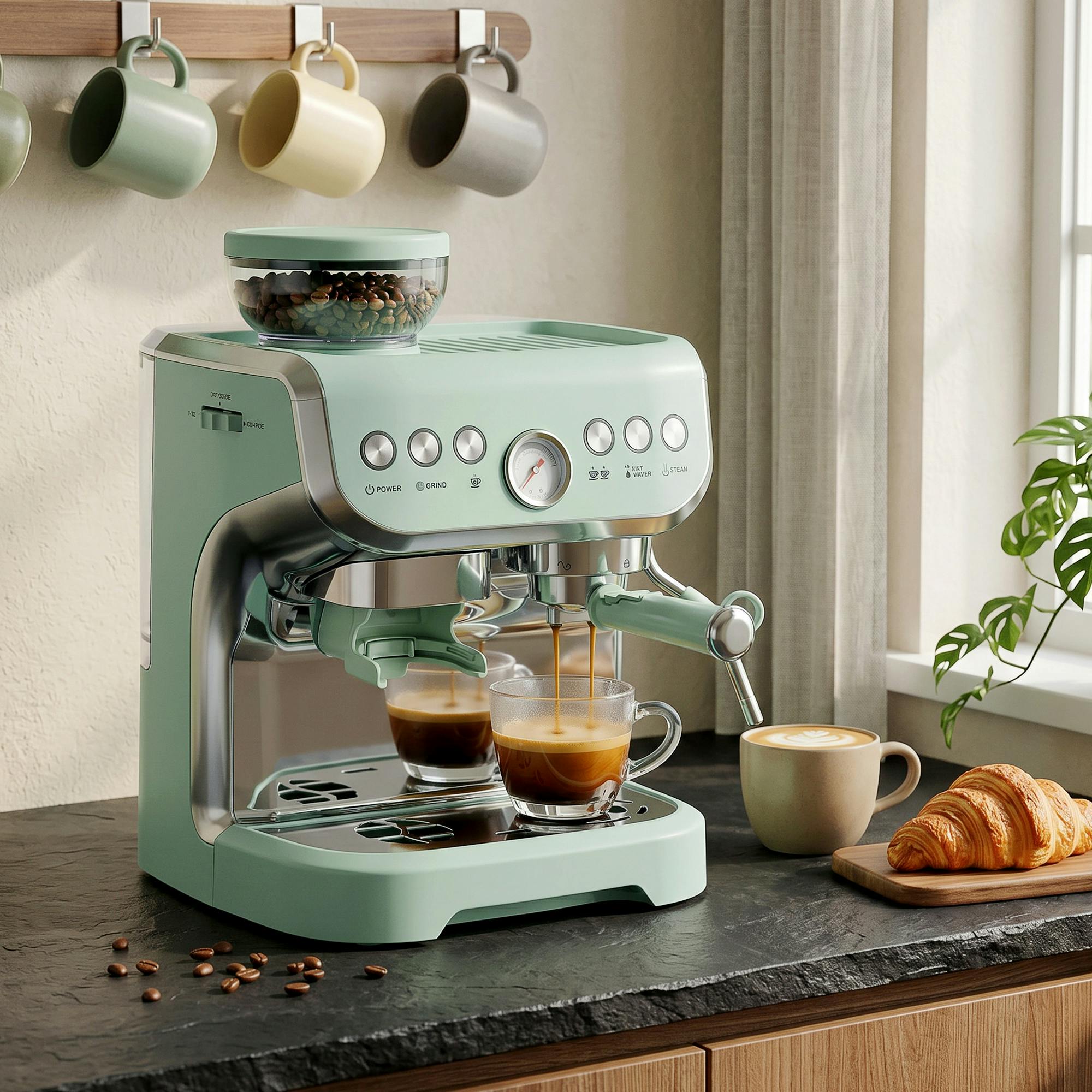 Homcom Light/Green Bean To Cup Coffee Machine With Integrated Bean Grinder,