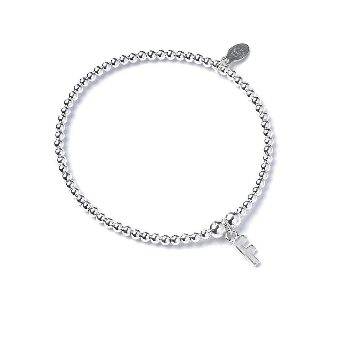Mylee London Silver Letter Initial Sterling Ball Bead Bracelet - Yes - F