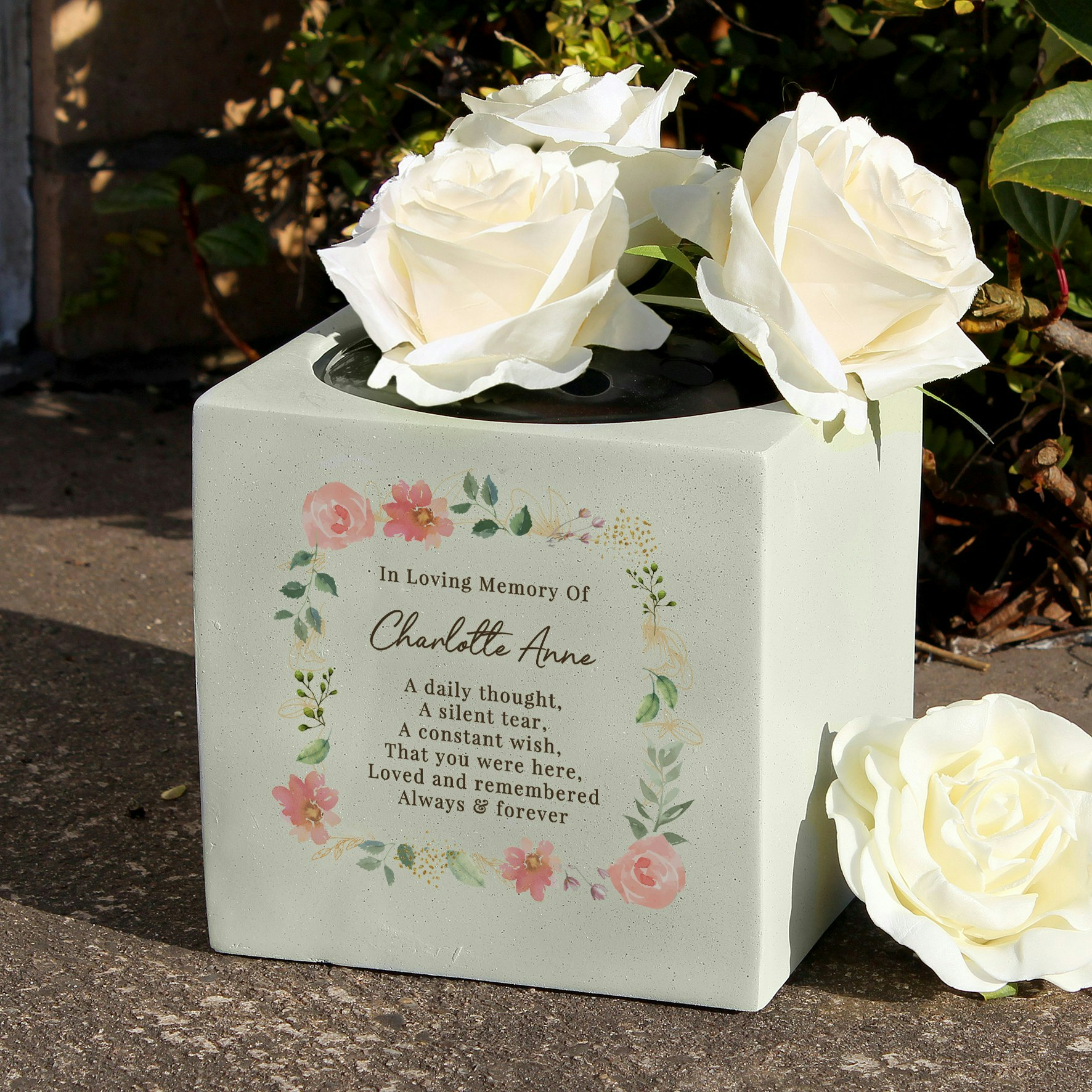 Rackhams Personalised Floral Memorial Vase