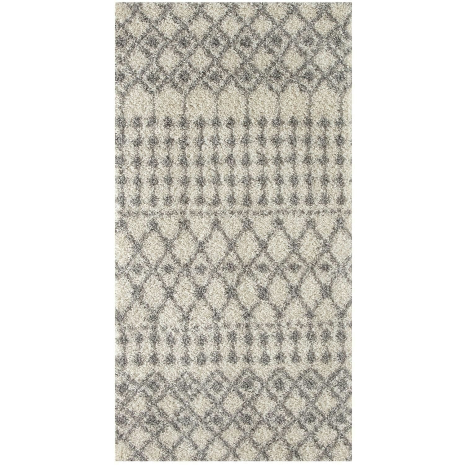 Rackhams Ivory/Grey Moroccan Shaggy Rug | 1000 - 80X150 Cm