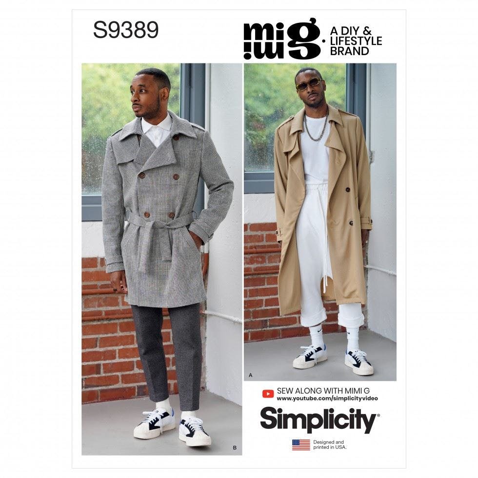 Simplicity Men's Sewing Pattern 9389, Coats For Aa (34-36-38-40-42) - Intermediate - Bb (44-46-48-50-52)