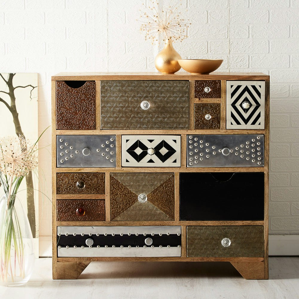 Rackhams Seamon Reclaimed Wood Multi Drawer Chest - Wood - 85Cm X 40Cm X 80M (Lxdxh) - Chest Of Drawer